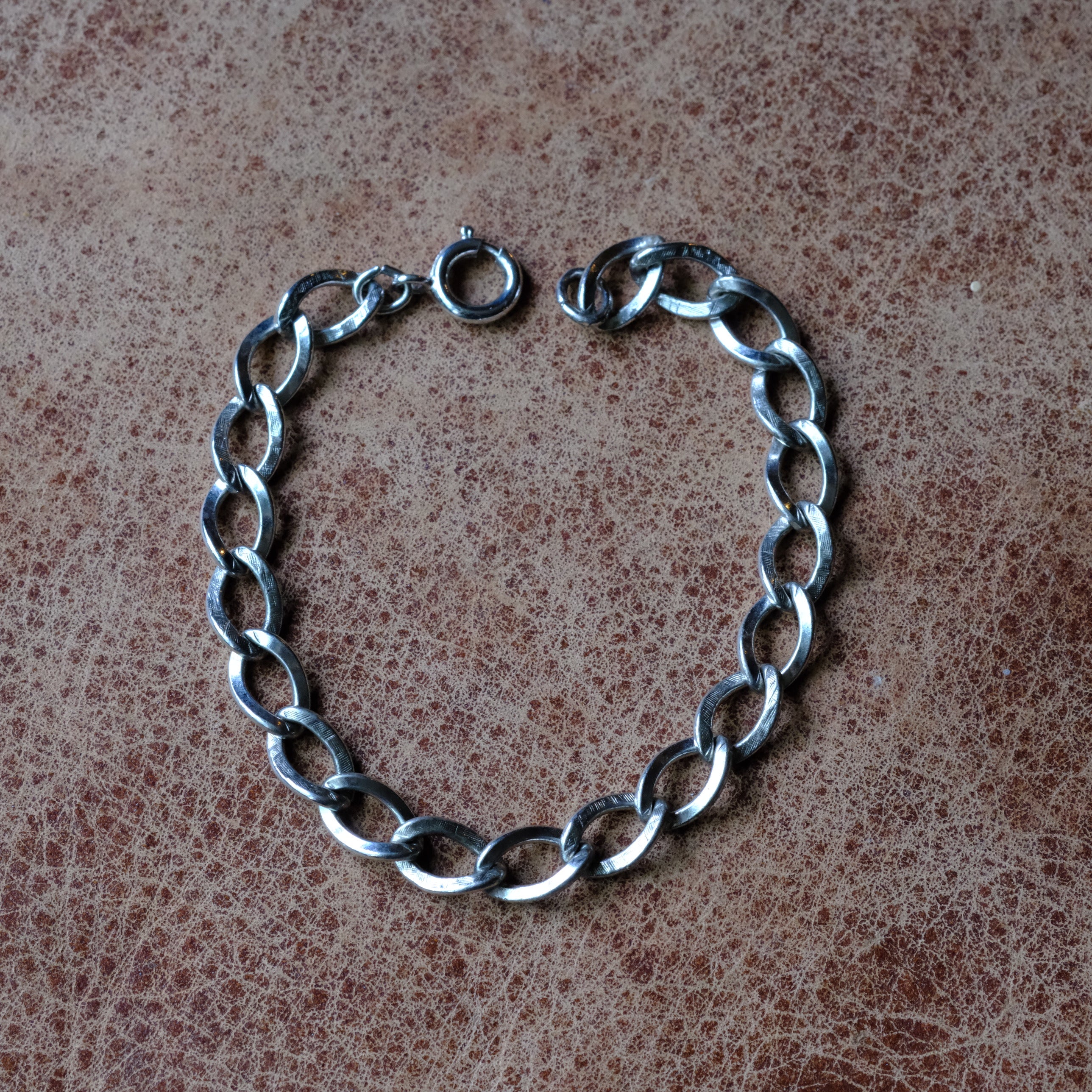Vintage Sterling Silver Curb Chain Bracelet
