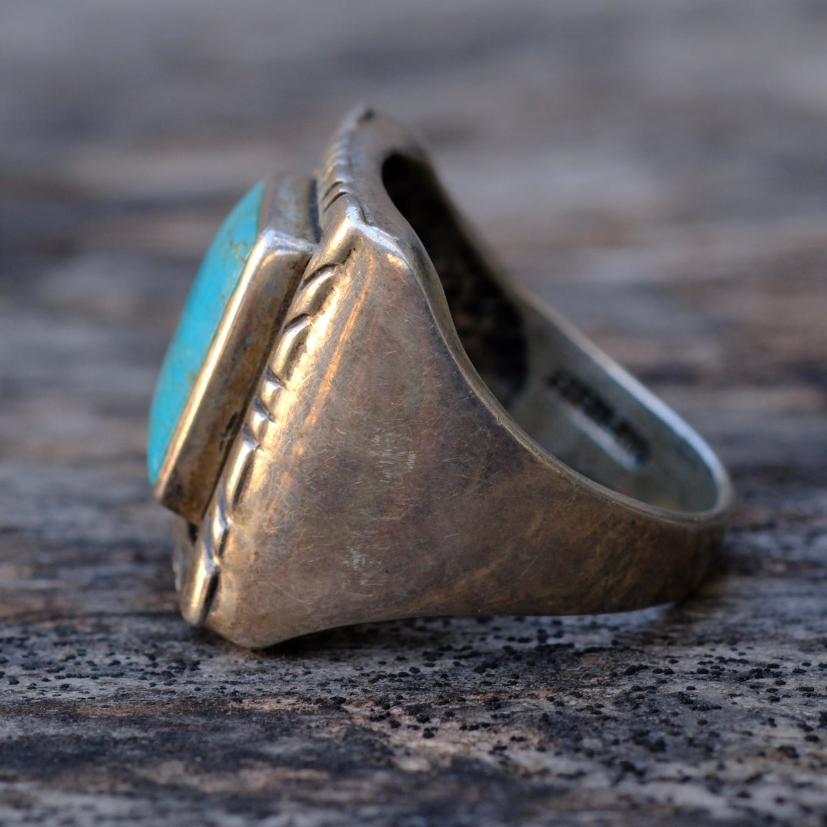 Vintage Sterling Turquoise Ring 9.75