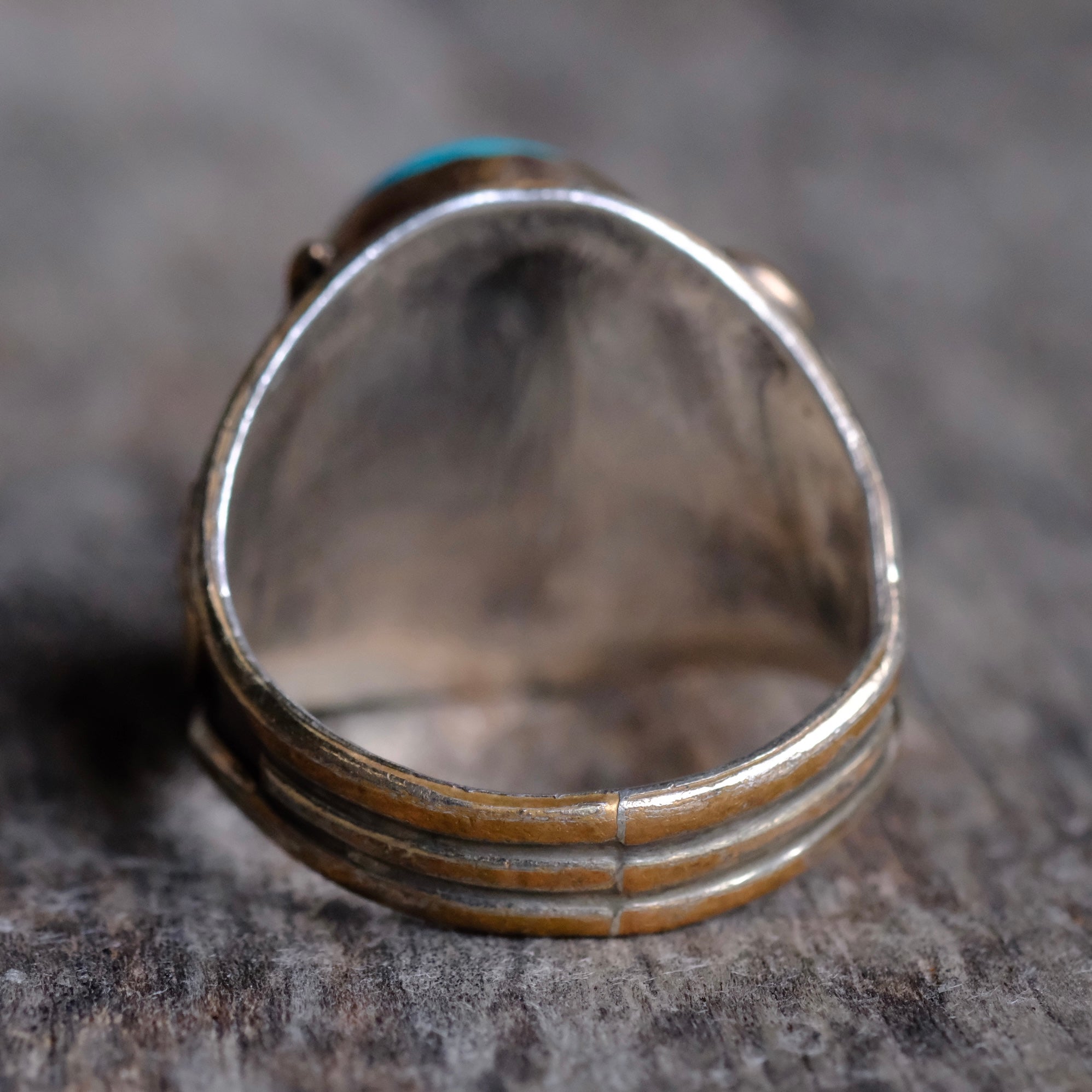 Vintage Sterling Turquoise Feather Ring 10