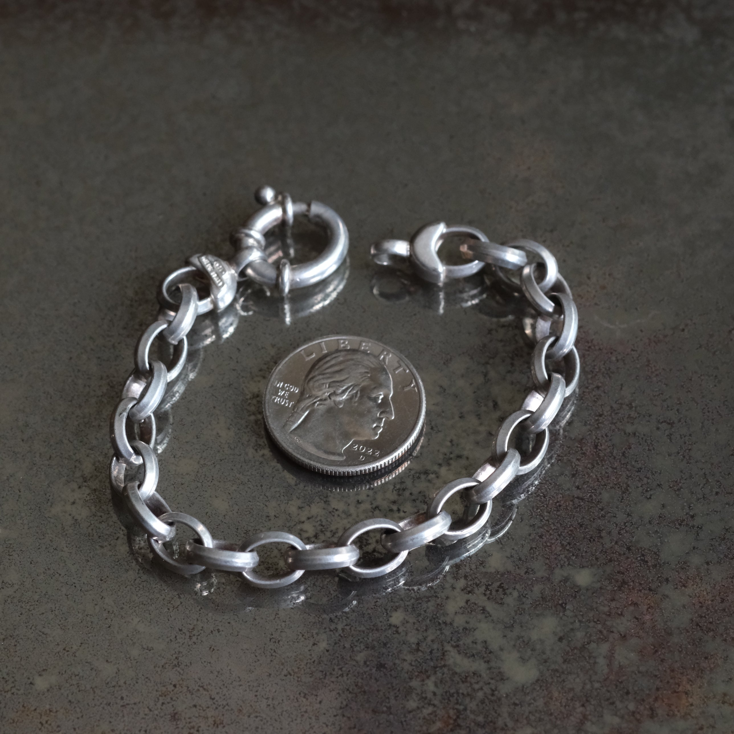 Vintage Sterling Rolo Chain Bracelet 7.75"