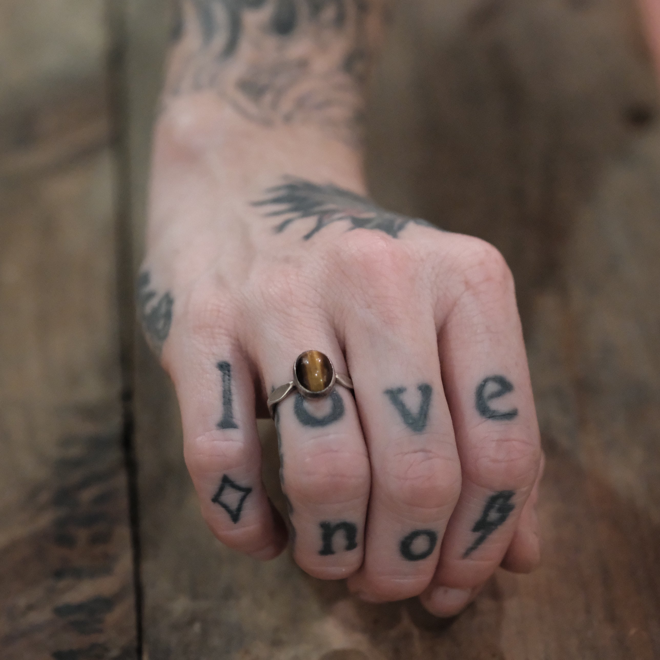 Vintage Sterling Tigers Eye Ring 4.5