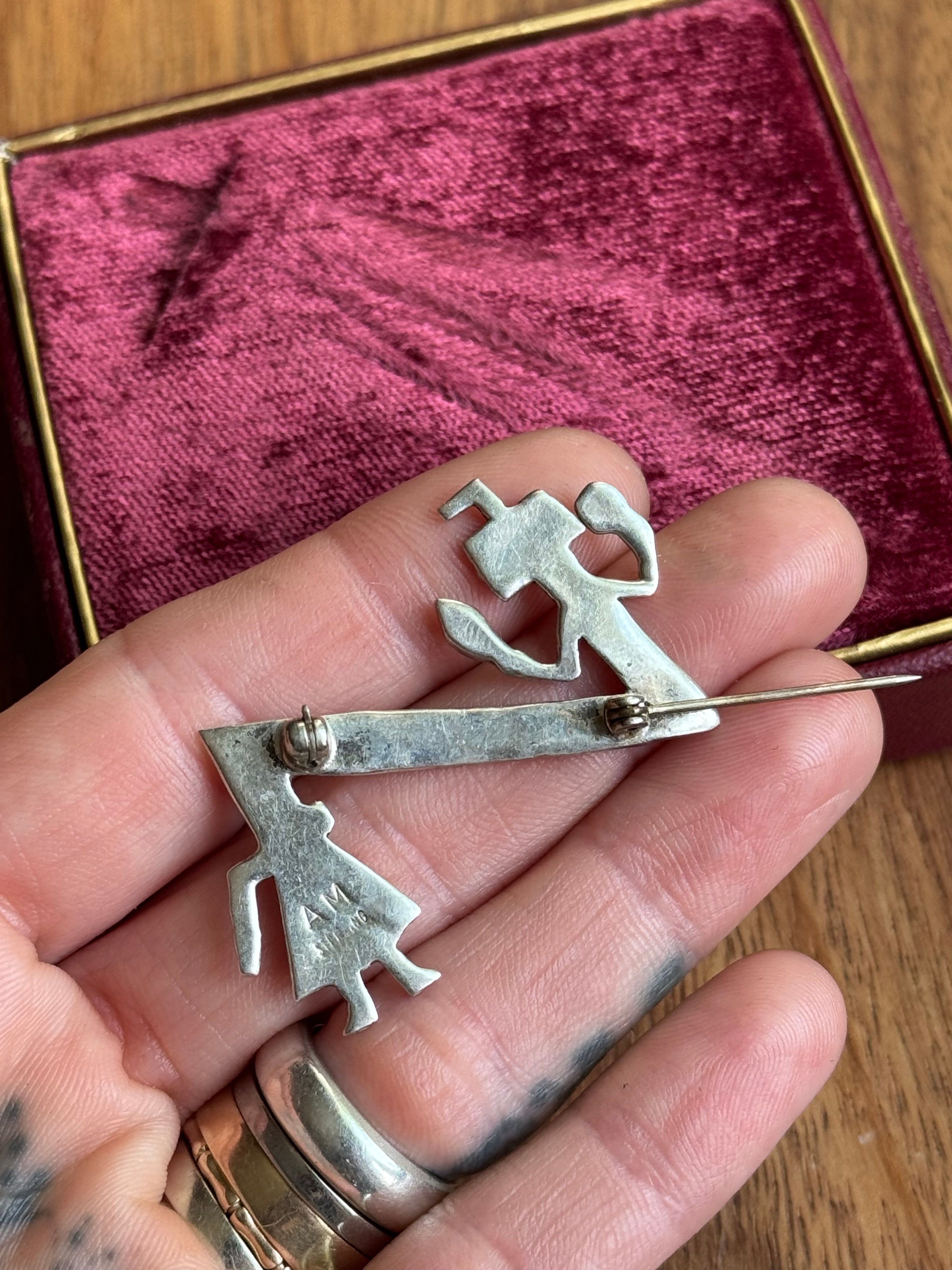 Vintage Sterling Silver Zig Zag Kachina Pin