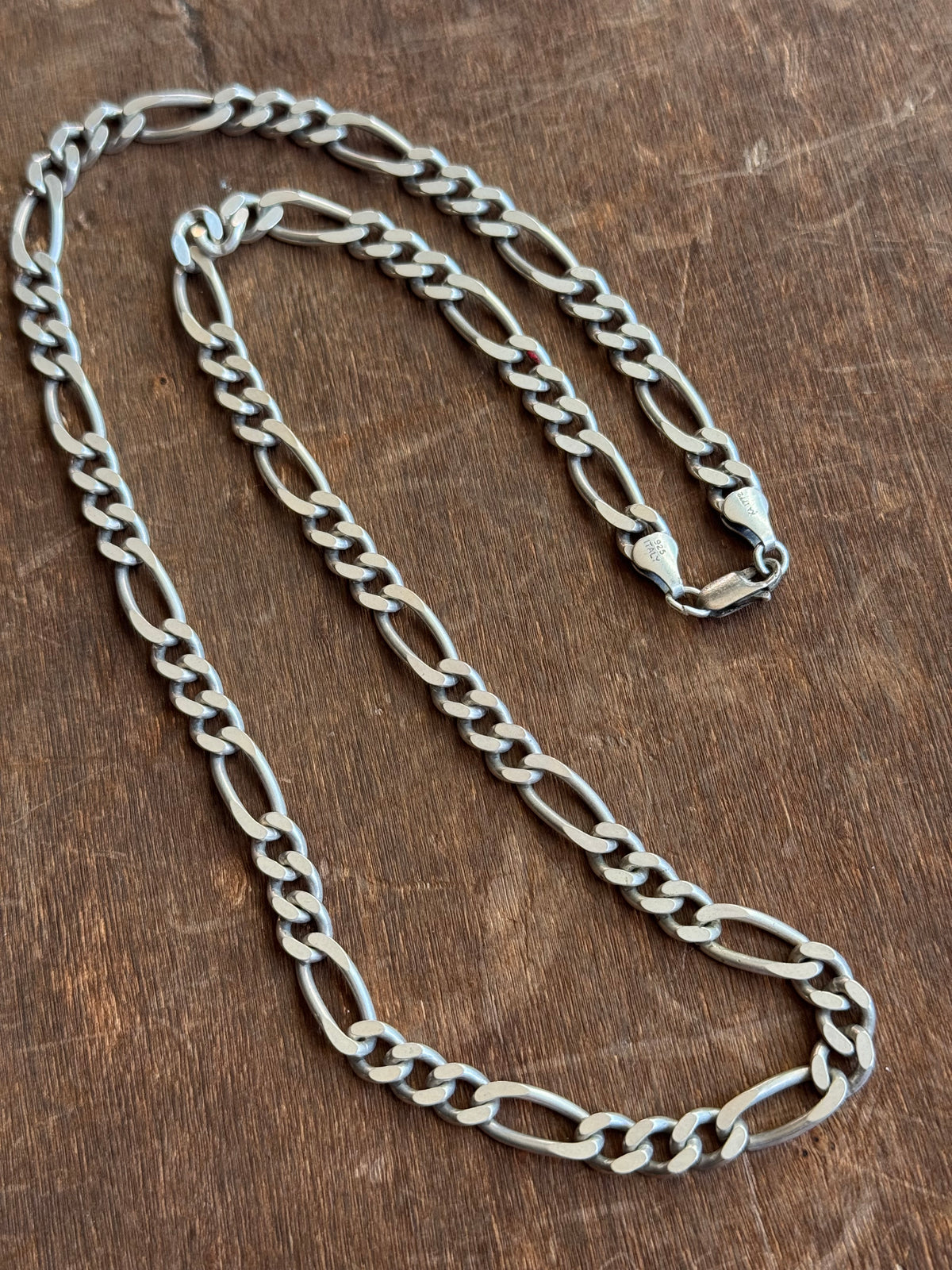 Vintage Sterling Silver 22” Figaro Chain