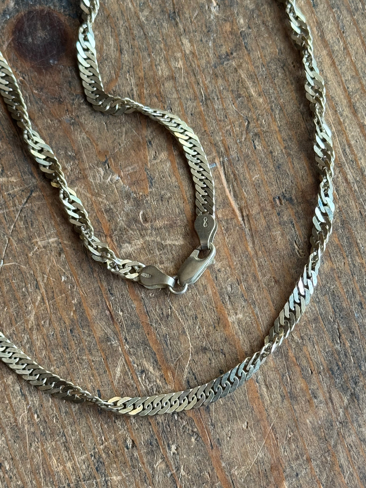 Vintage Sterling Silver 24” Gold Tone Rope Chain