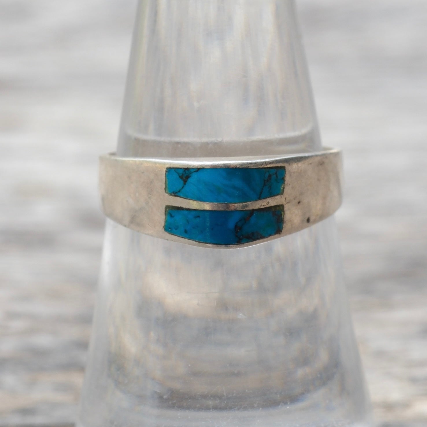 Vintage Sterling Turquoise Inlay Band 7