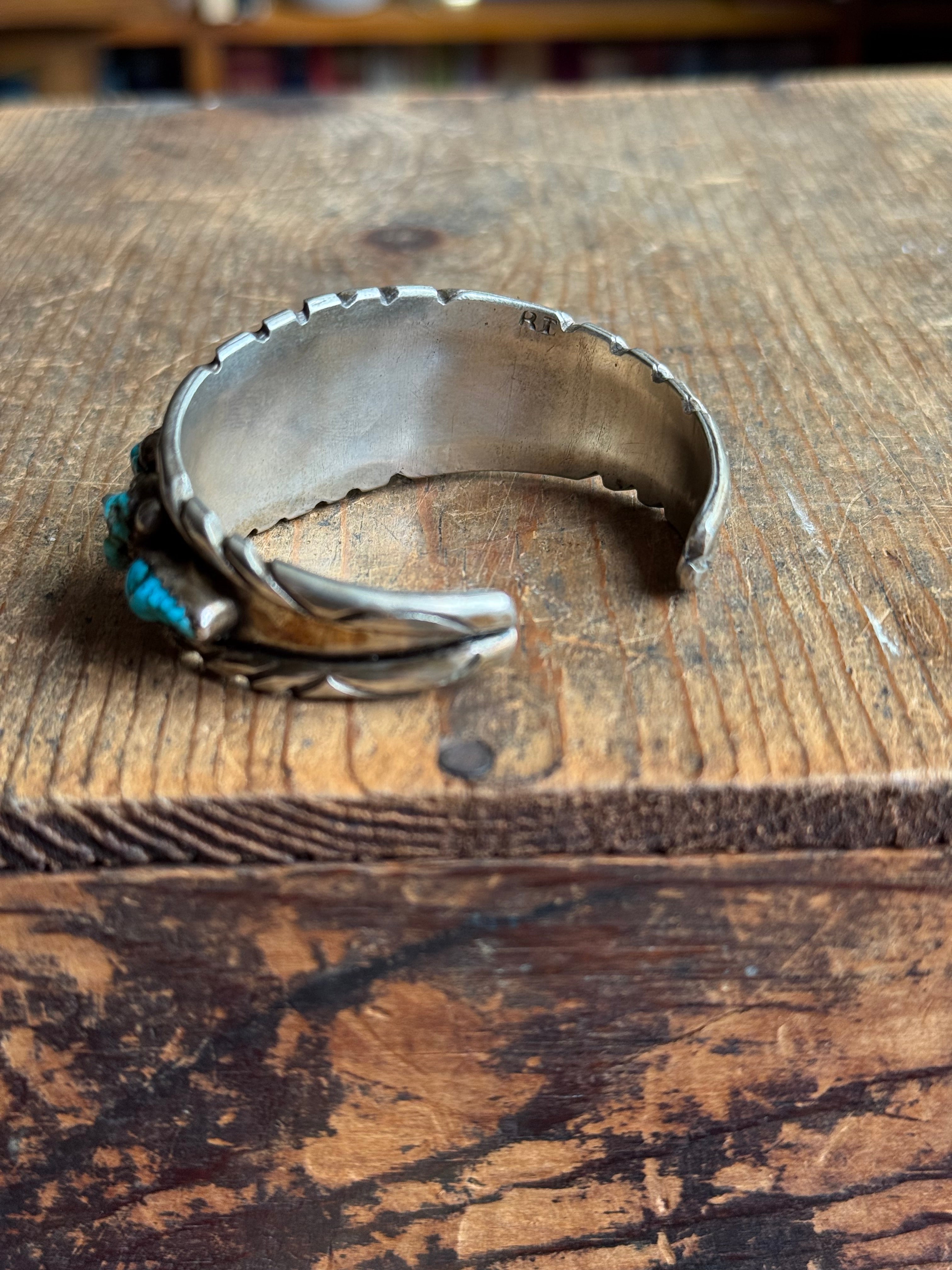 Vintage Sterling Silver Raw Turquoise Cuff