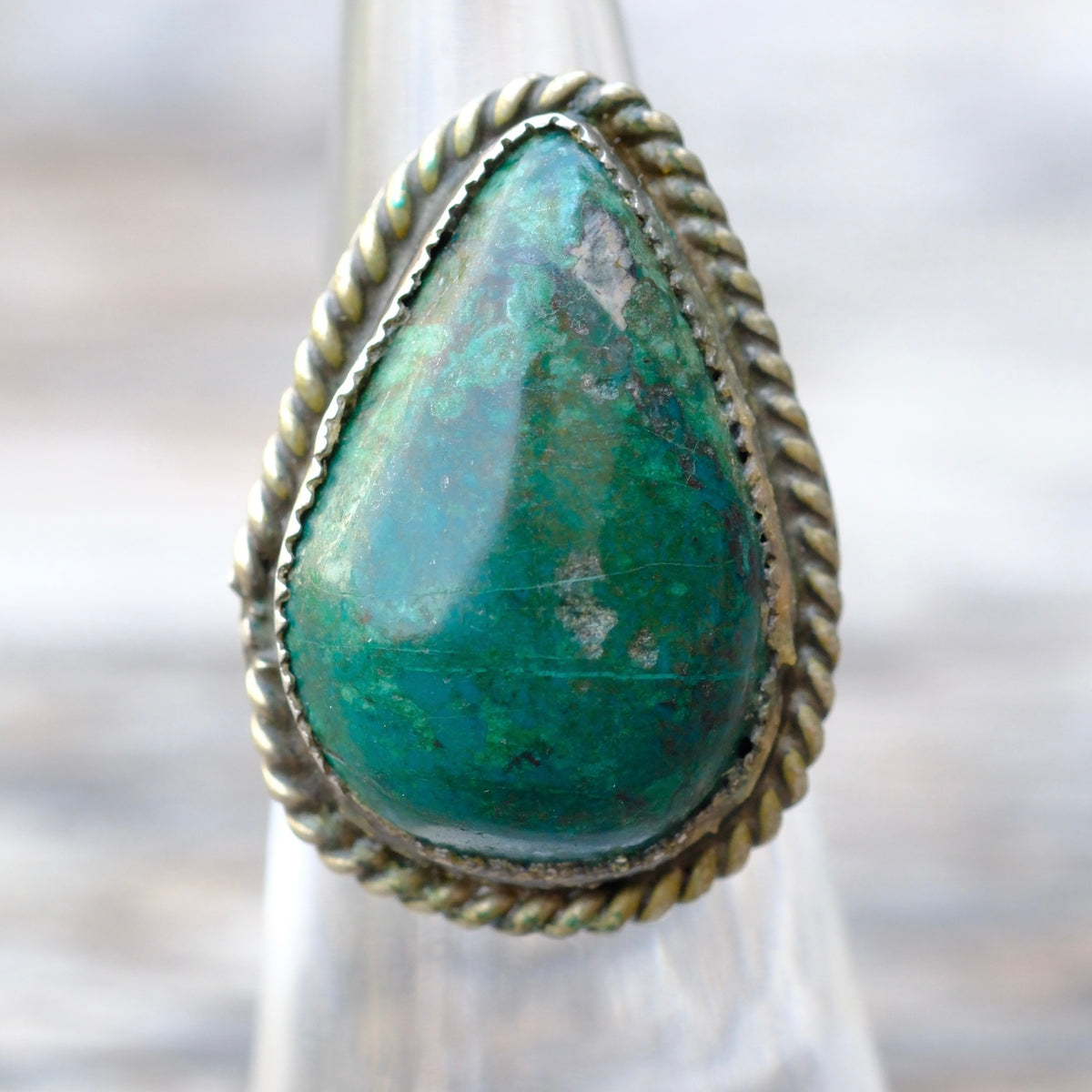 Vintage Sterling Turquoise Roper Ring 4.5