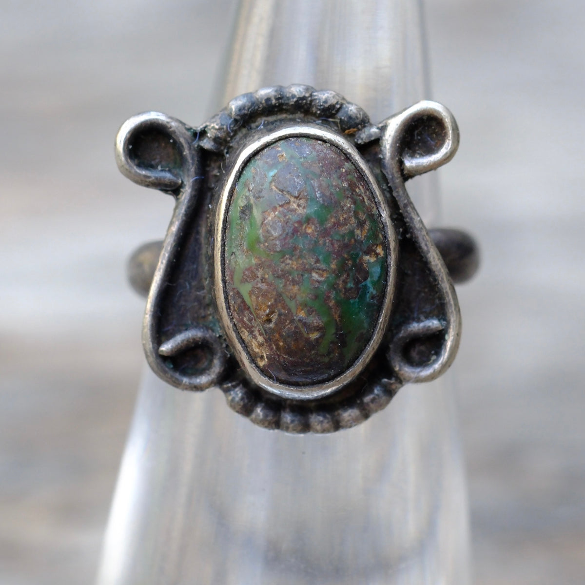Vintage Sterling Turquoise Ring 3.5