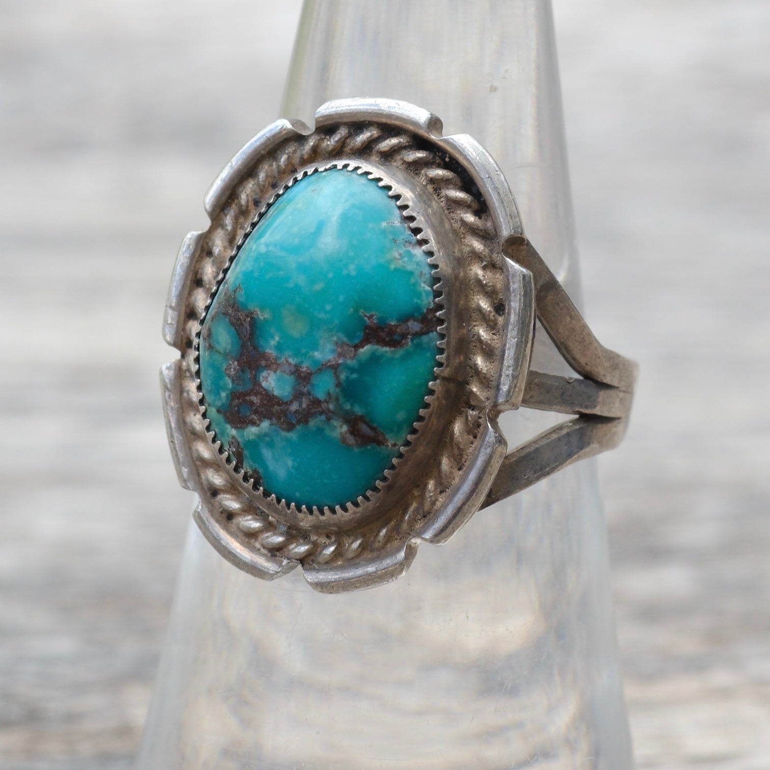 Vintage Sterling Turquoise Ring 6.5