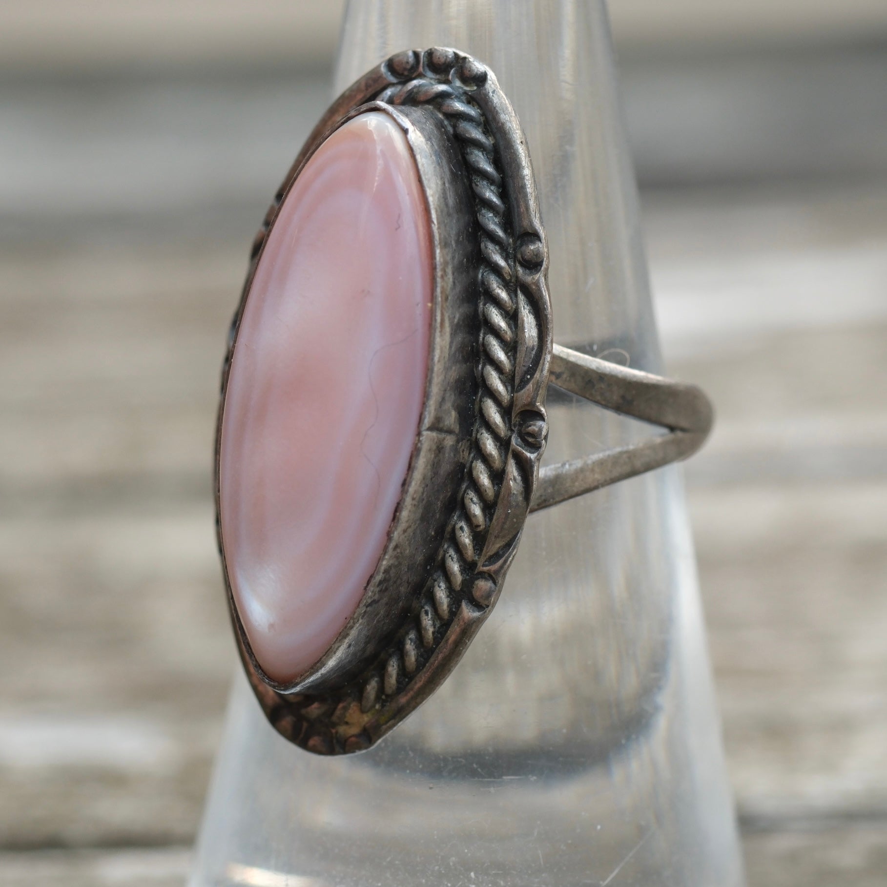 Vintage Sterling Mother Of Pearl Ring 6.25