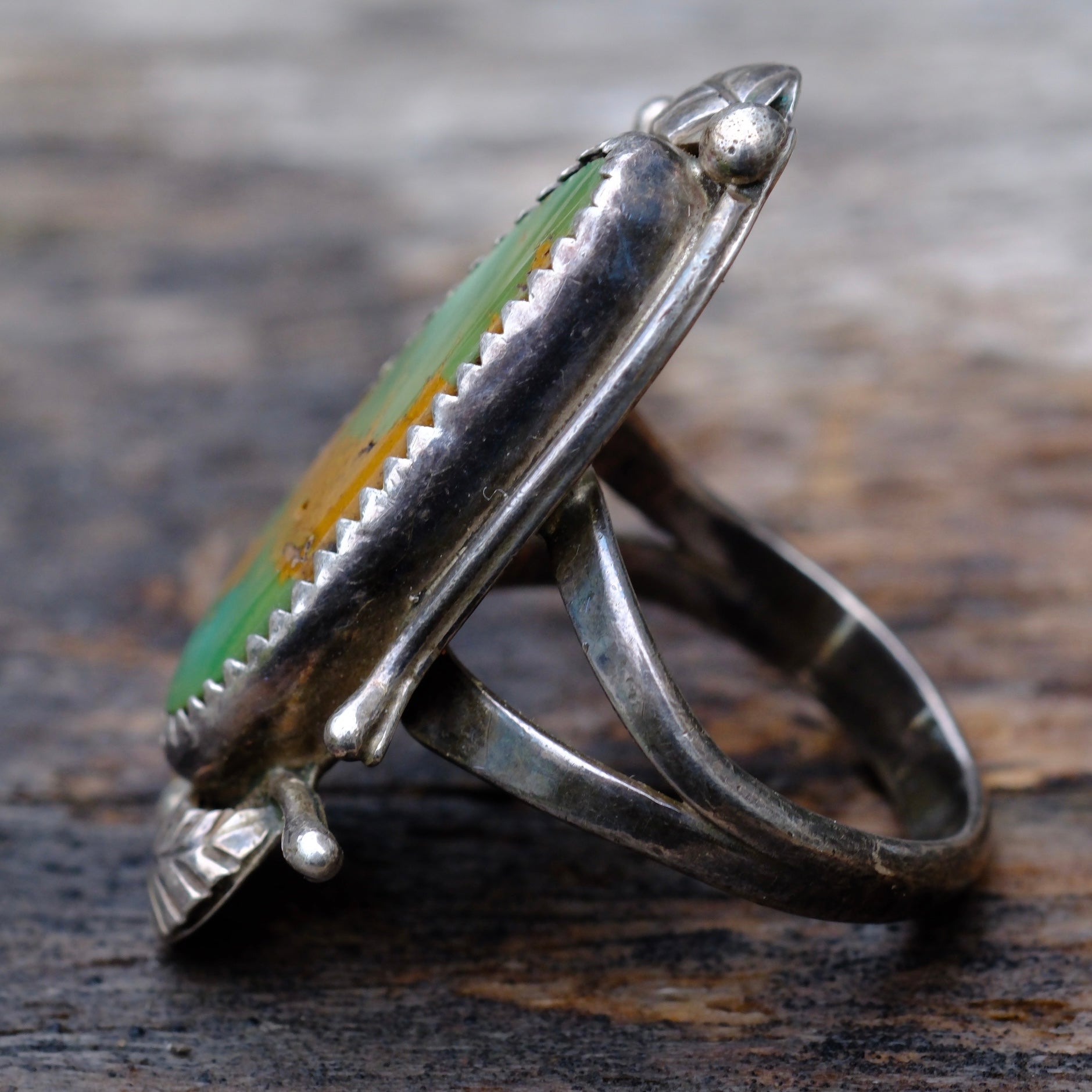 Vintage Sterling Turquoise Ring 6.75
