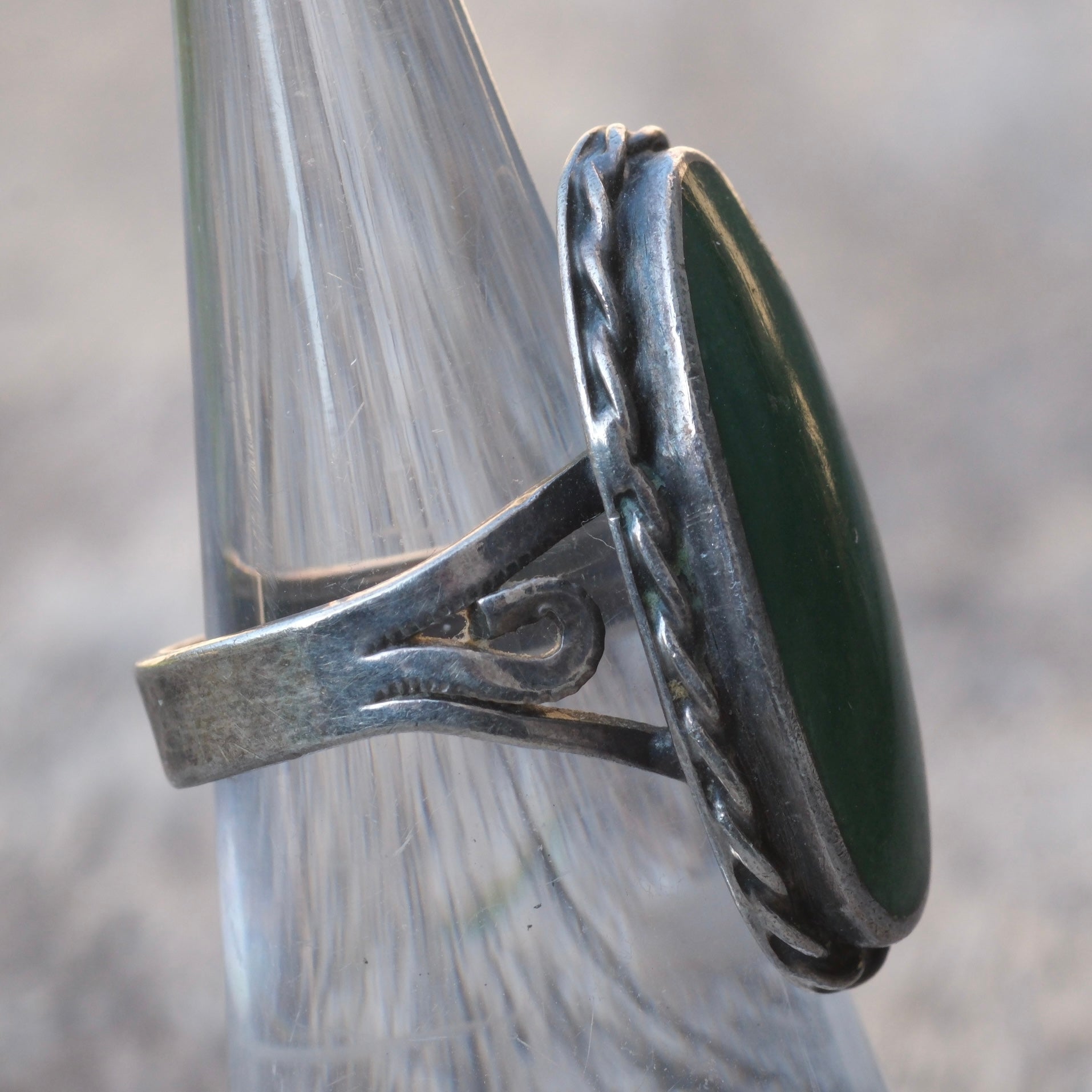 Vintage Sterling Turquoise Roper Ring 6