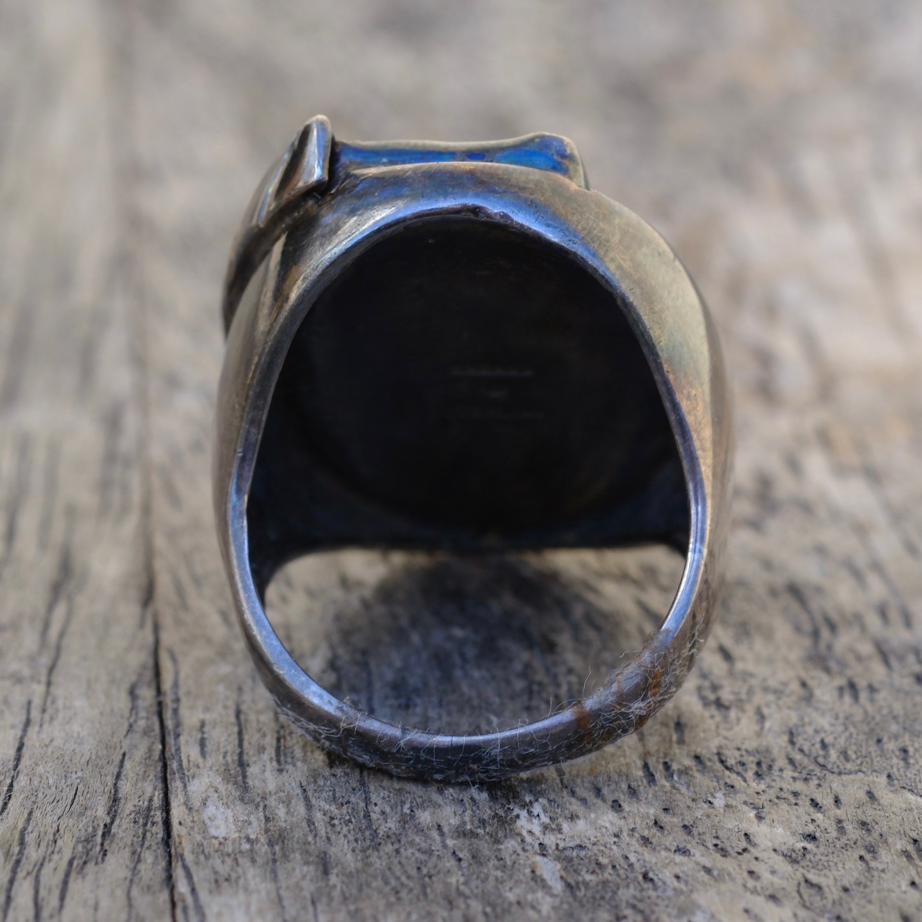 Vintage Sterling Turquoise and Coral Feather Ring 7.5