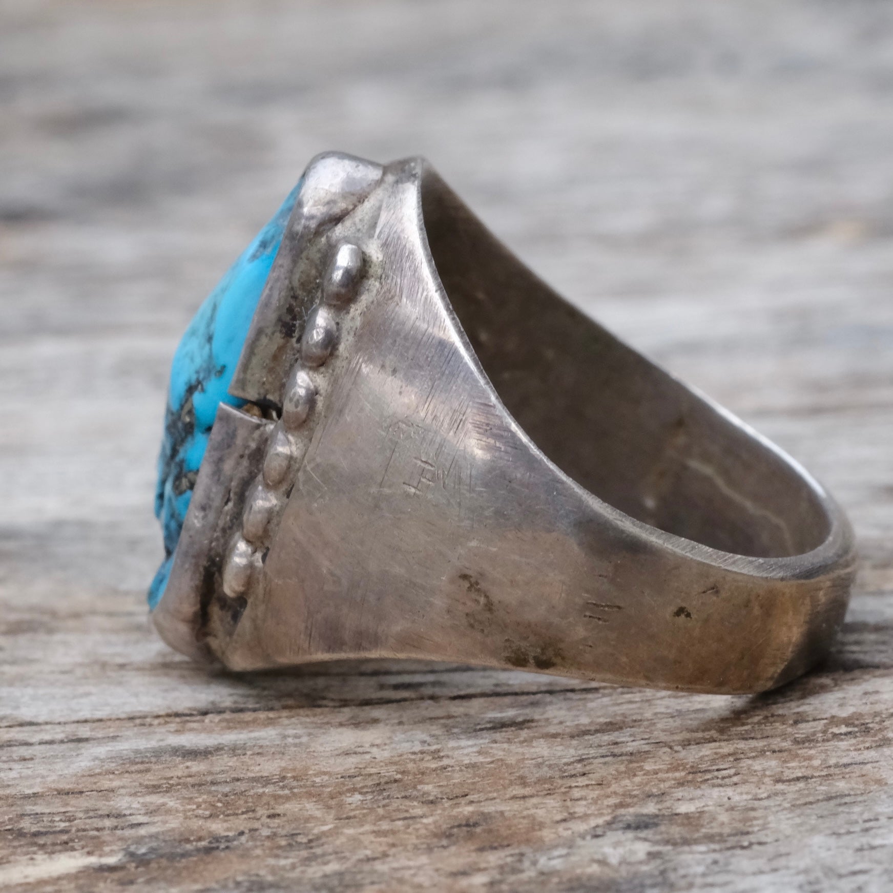 Vintage Sterling Turquoise Ring 10.5