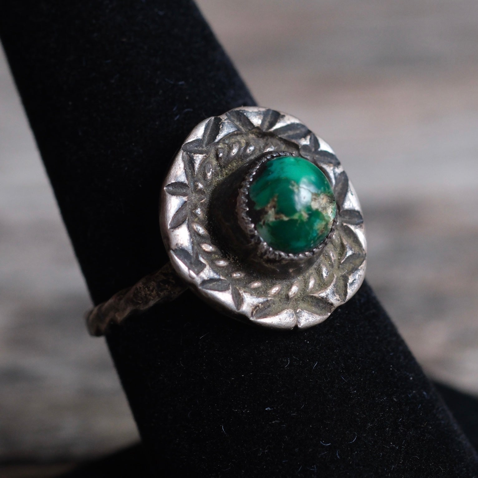 Vintage Sterling Turquoise Ring 7.25