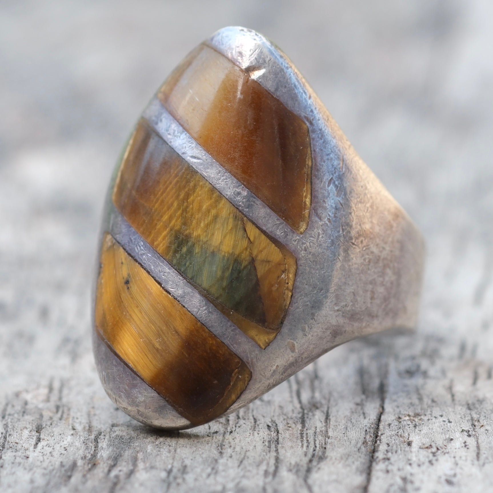 Vintage Sterling Tigers Eye Ring 10.25