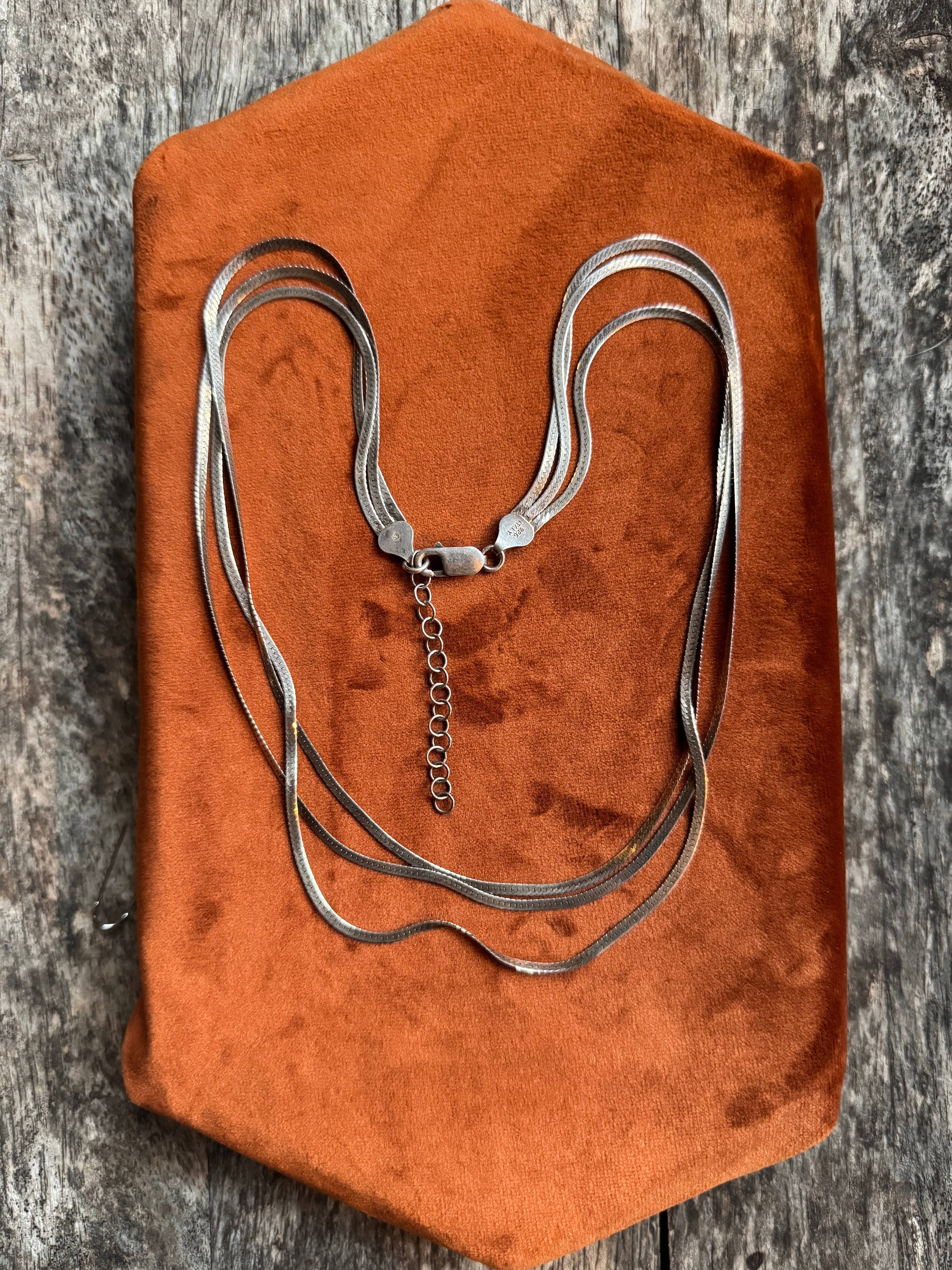 Vintage Sterling Silver 18” Triple Herringbone Chain