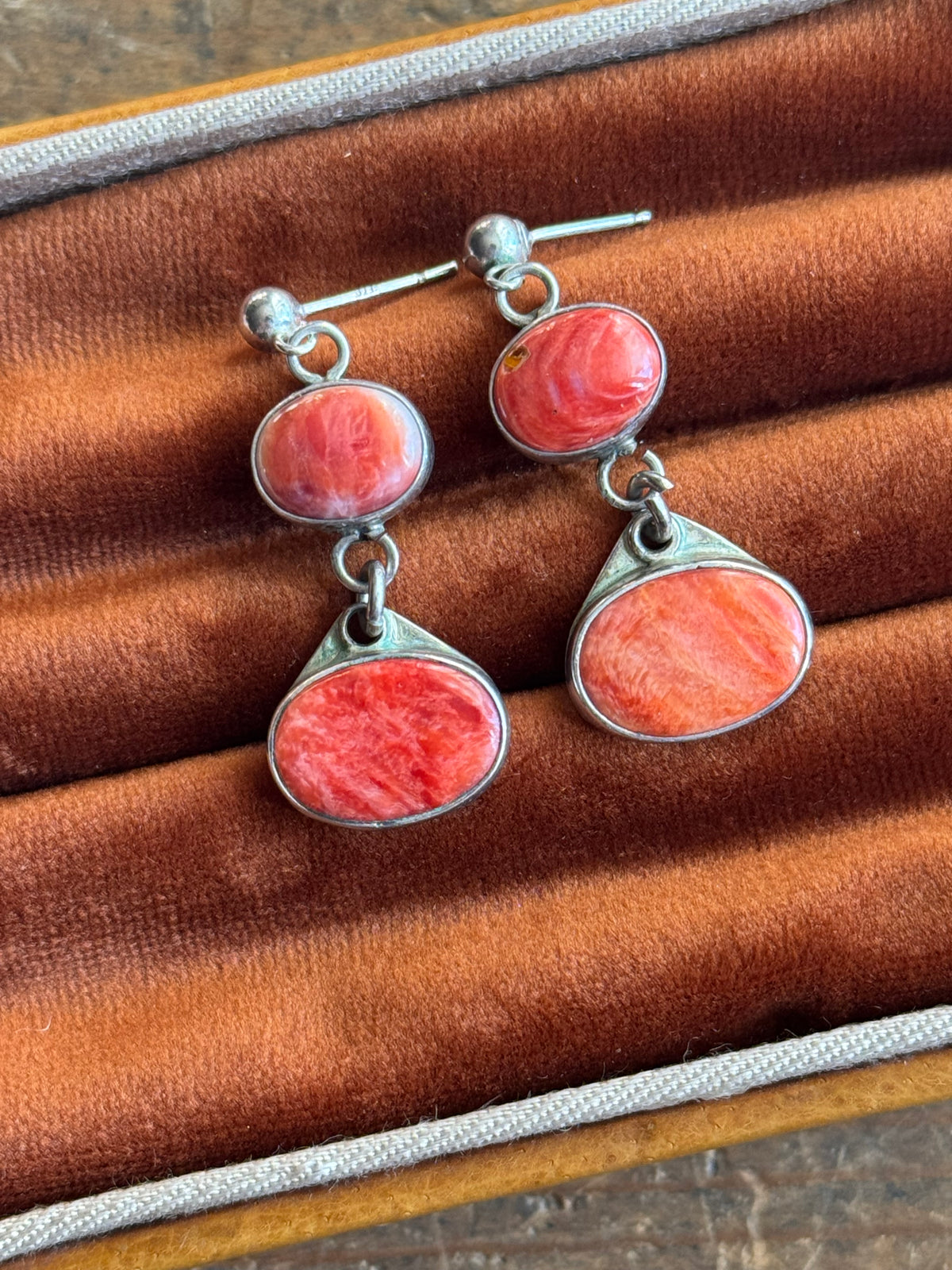 Vintage Sterling Silver Spiny Oyster Earrings
