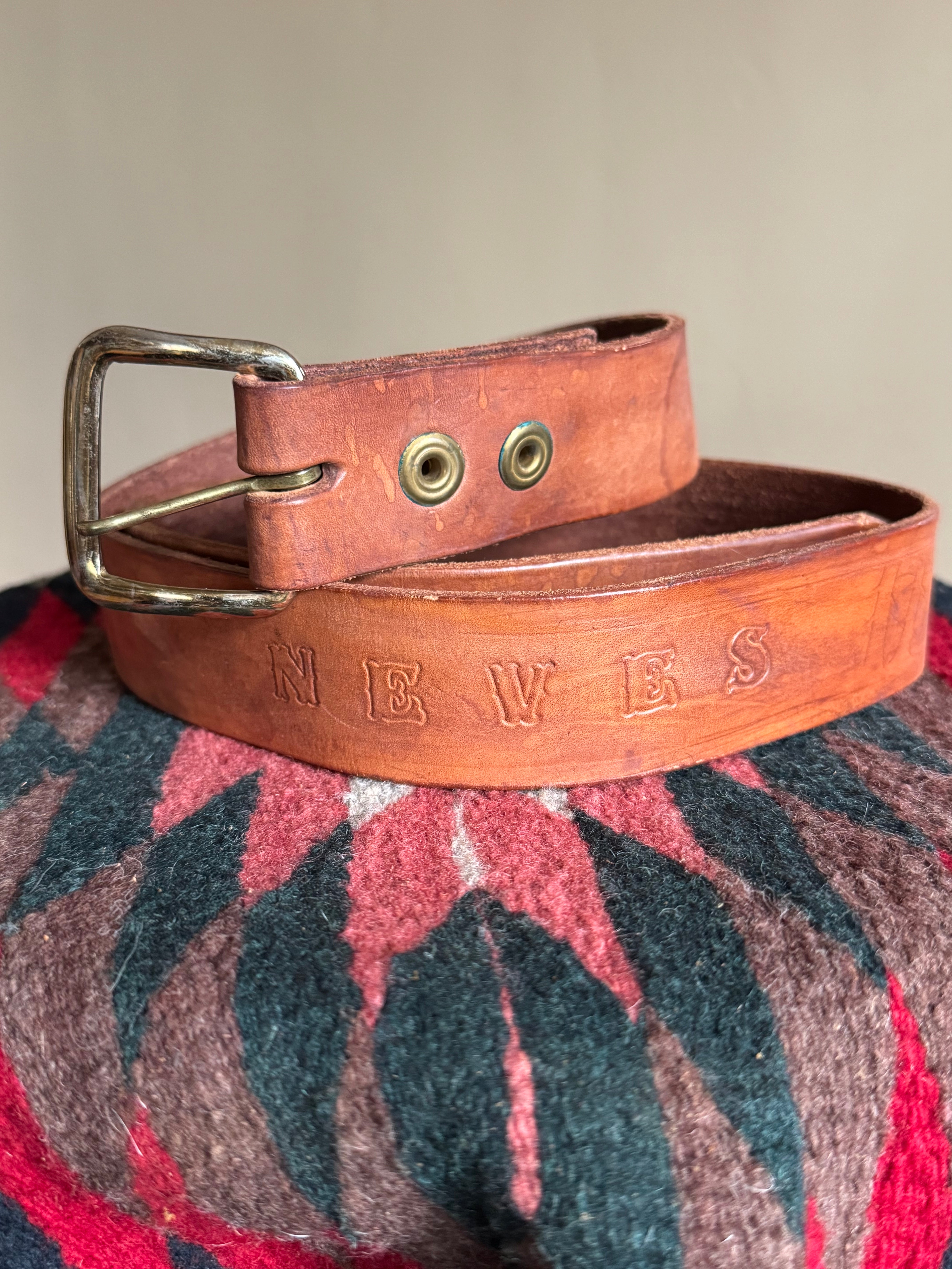 Vintage Hand Tooled Brown Leather ‘NEVES’ Wildlife Belt