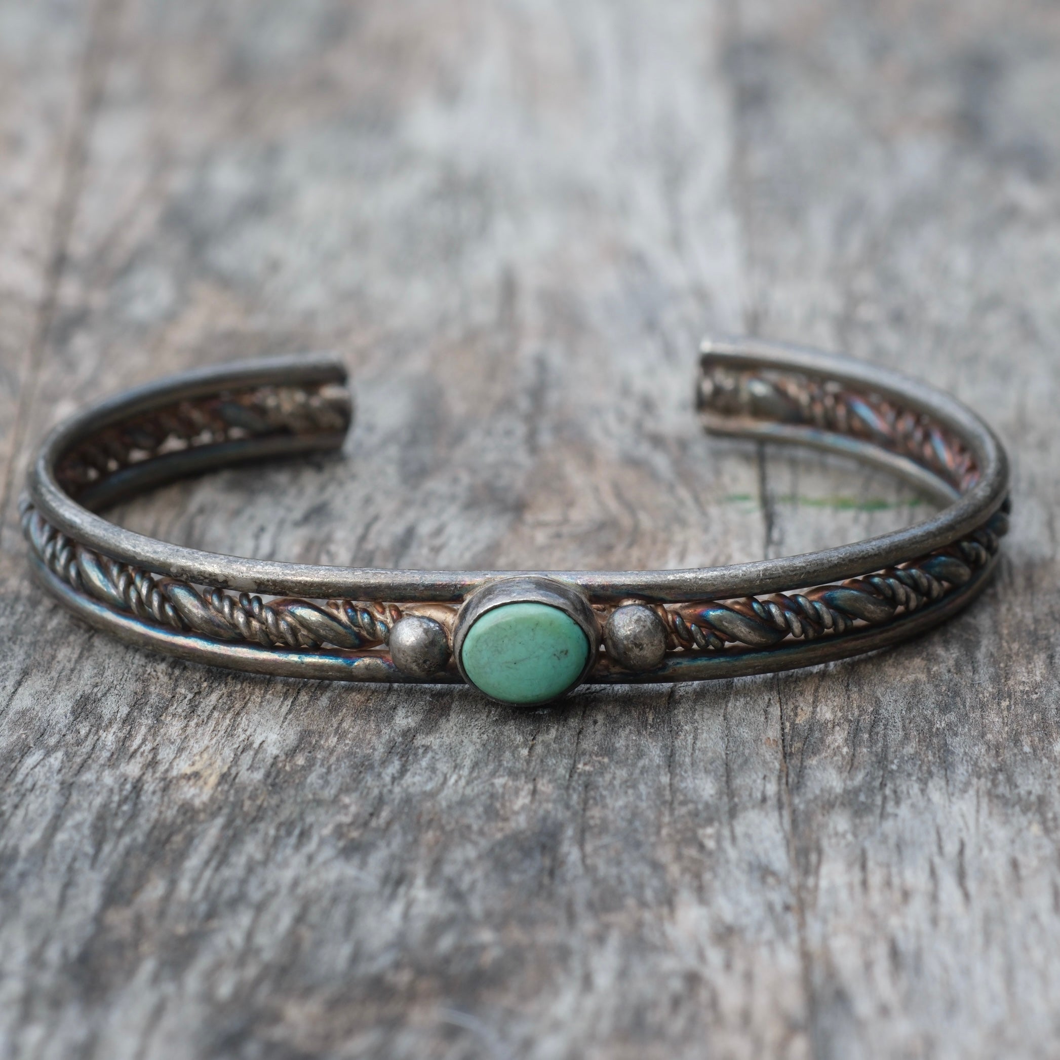 Vintage Sterling Turquoise Cuff Bracelet