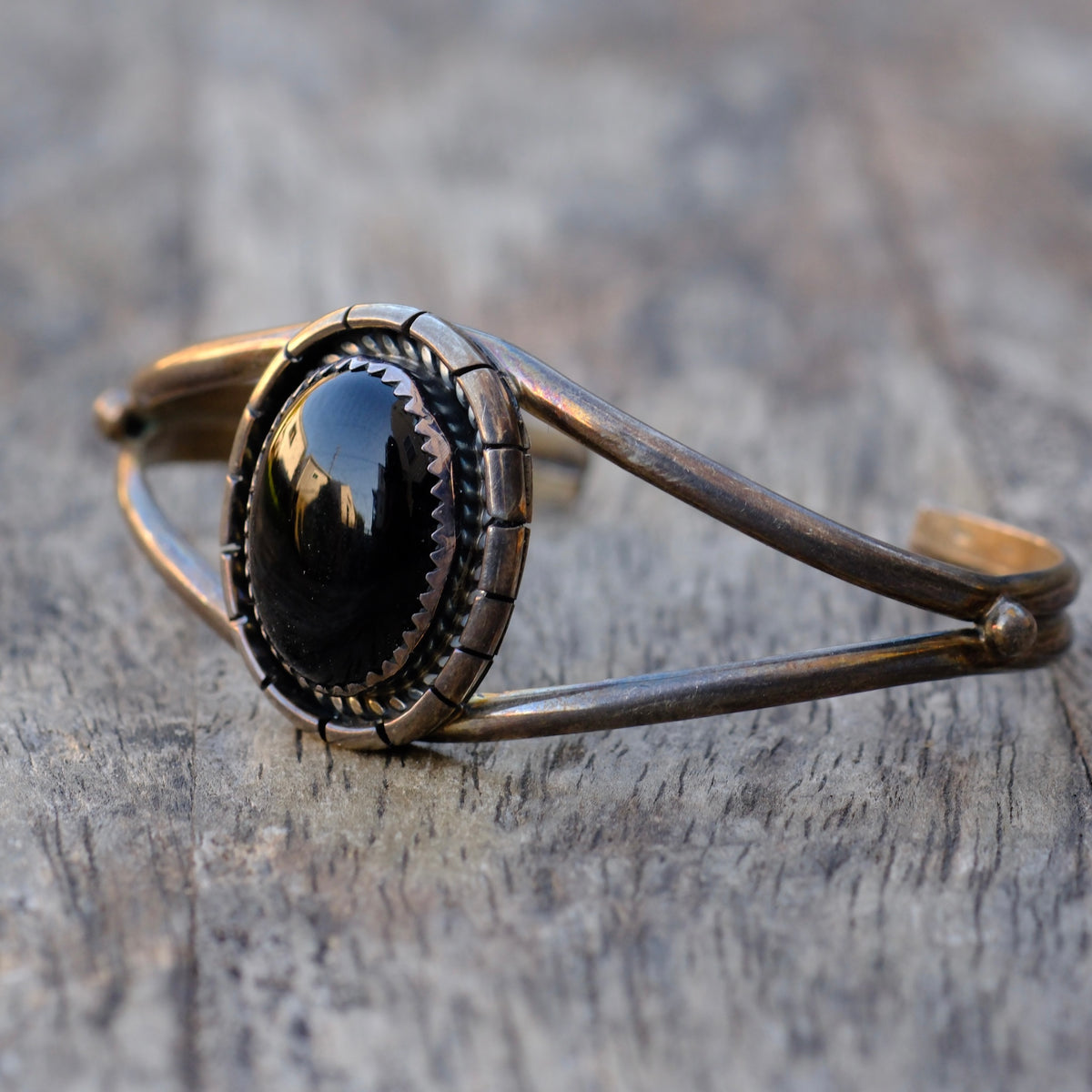 Vintage Sterling Onxy Cuff Bracelet