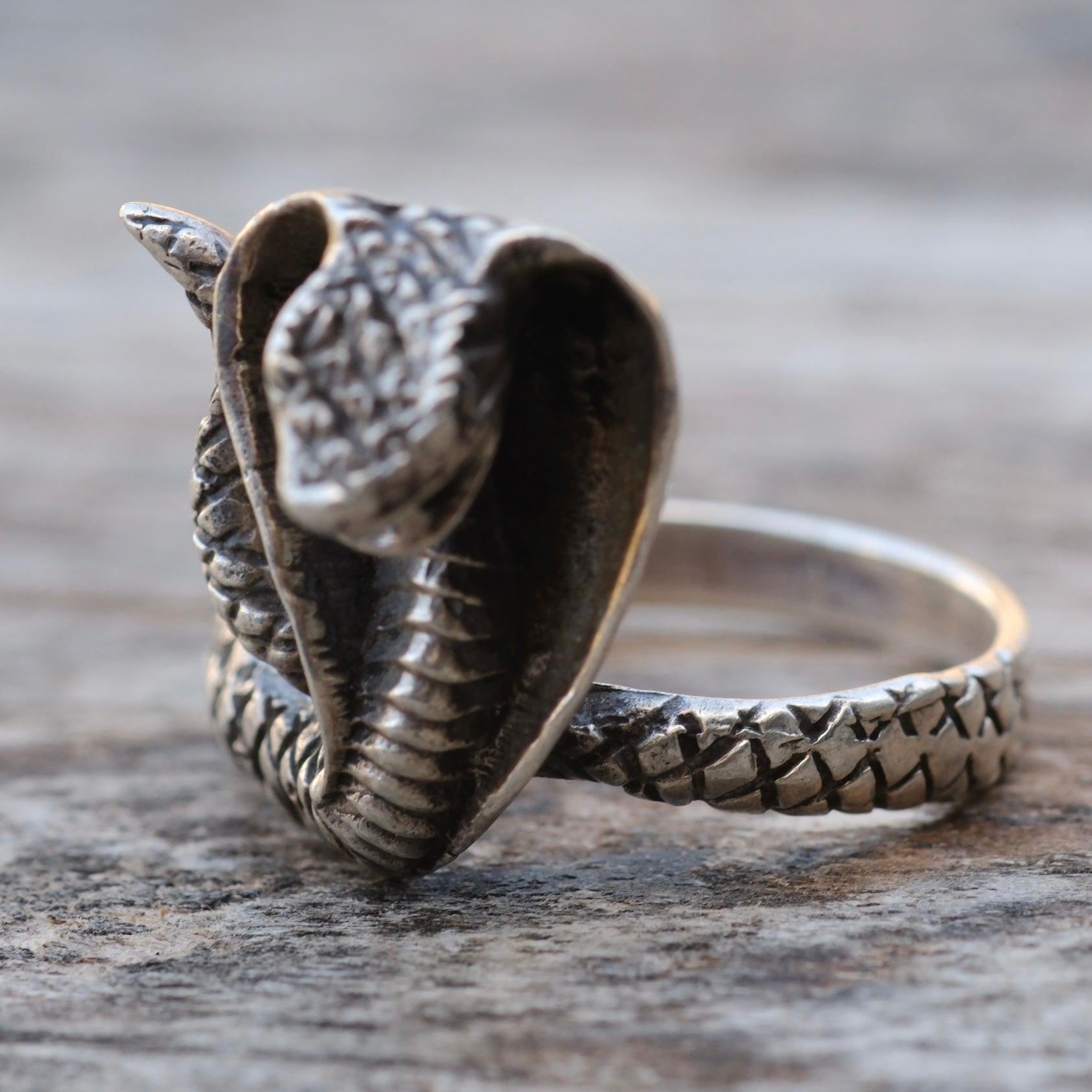 Vintage Sterling Silver Cobra Ring 13.25