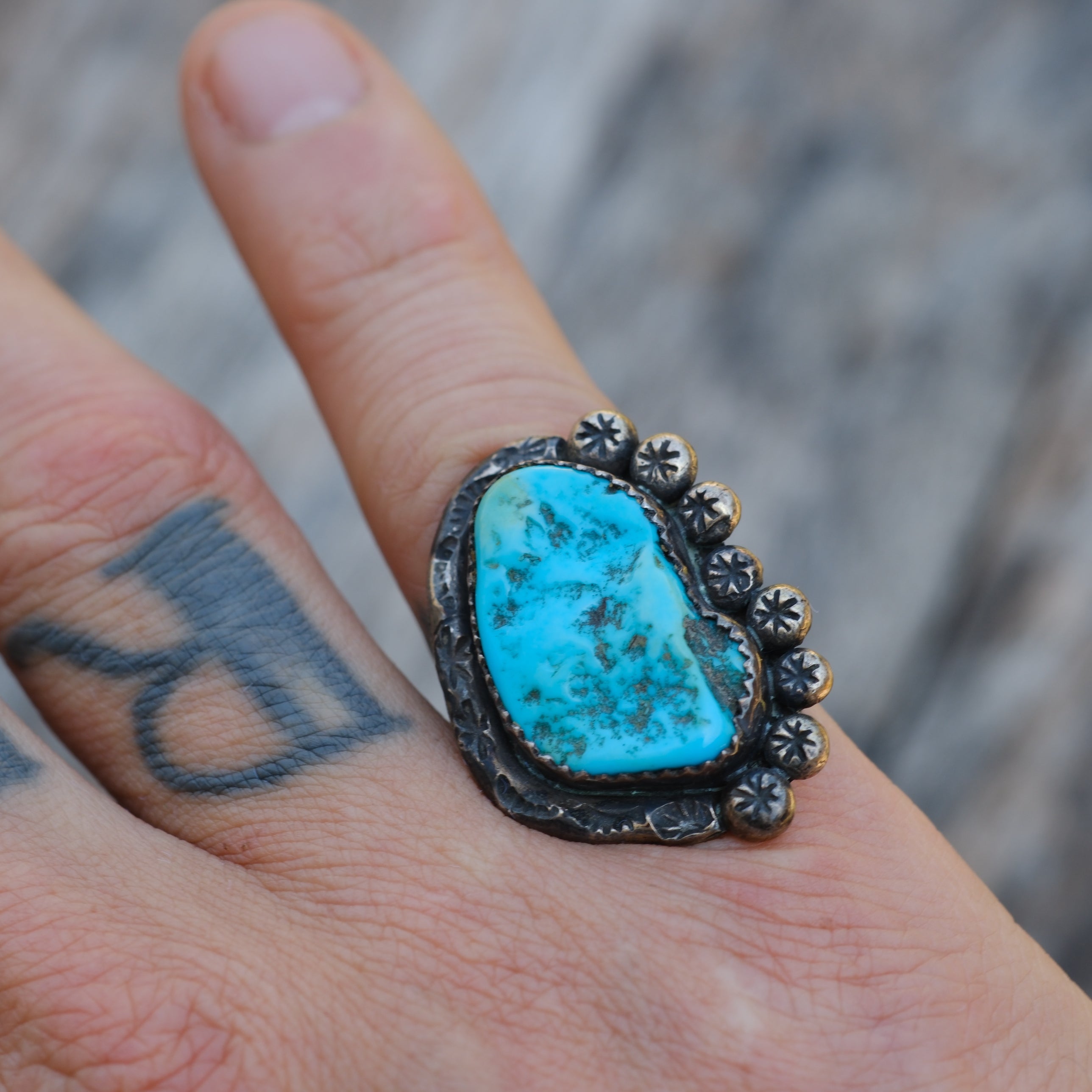 Vintage Sterling Turquoise Ring 5.5