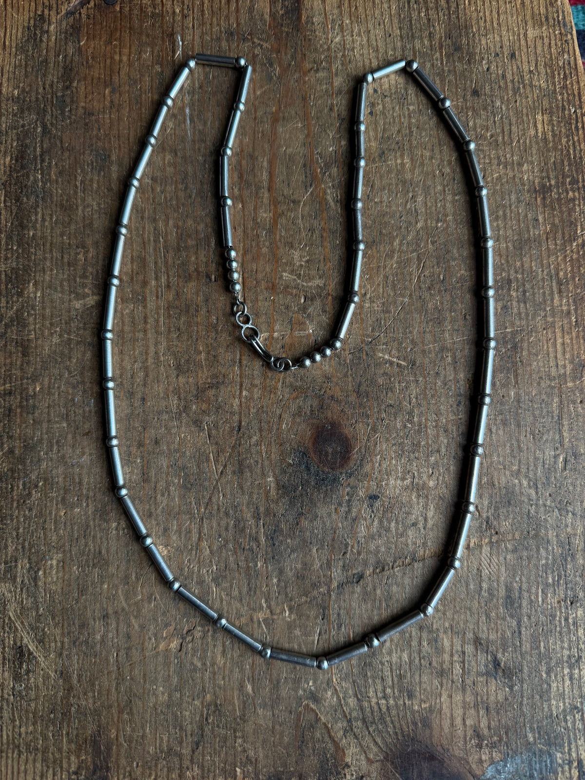 Vintage Sterling Silver Beaded Necklace
