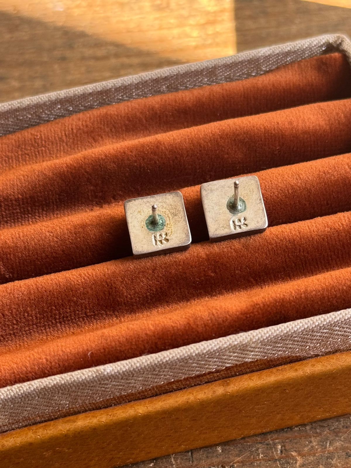 Vintage Sterling Silver Mutistone Inlay Earrings