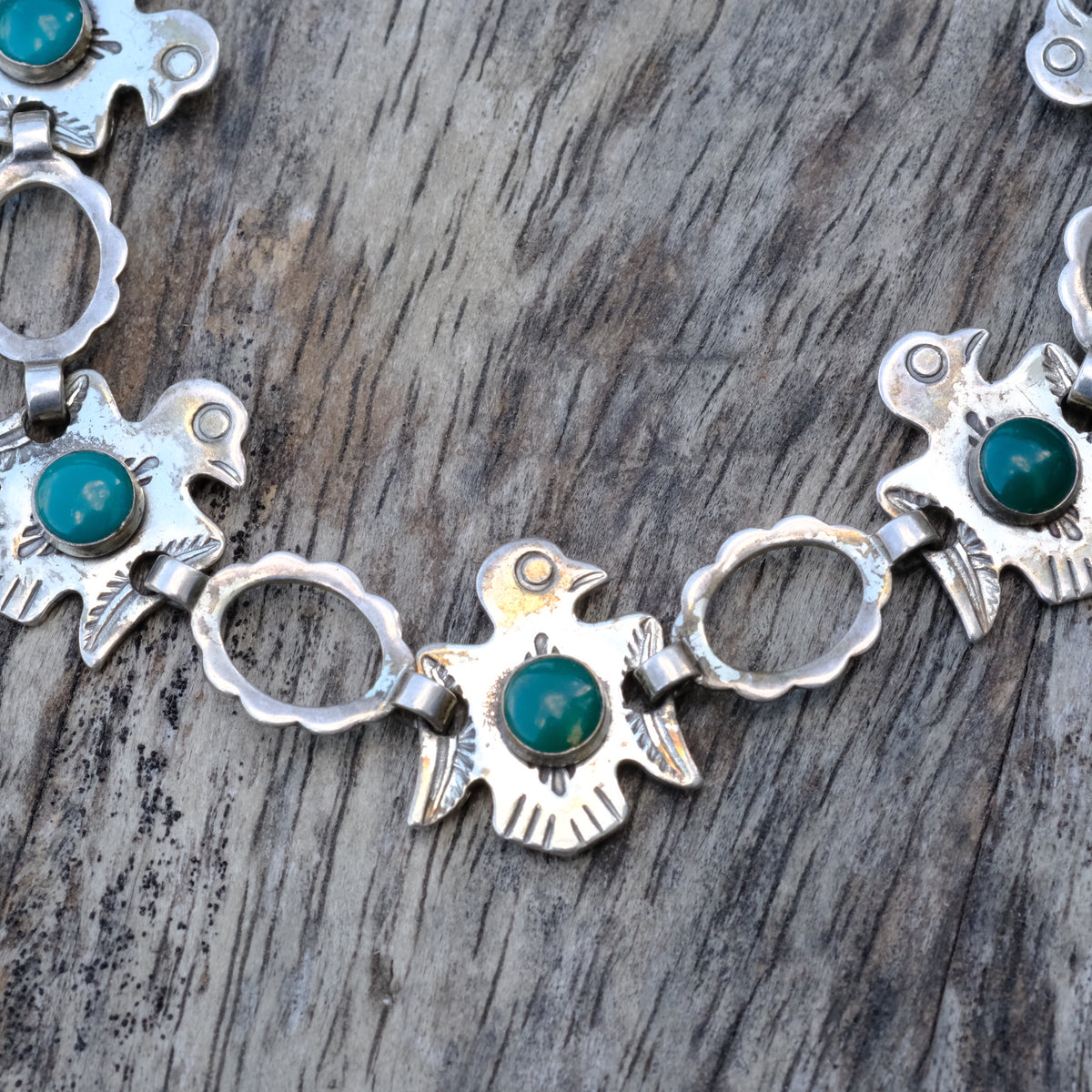 Vintage Sterling Turquoise Thunderbird Bracelet
