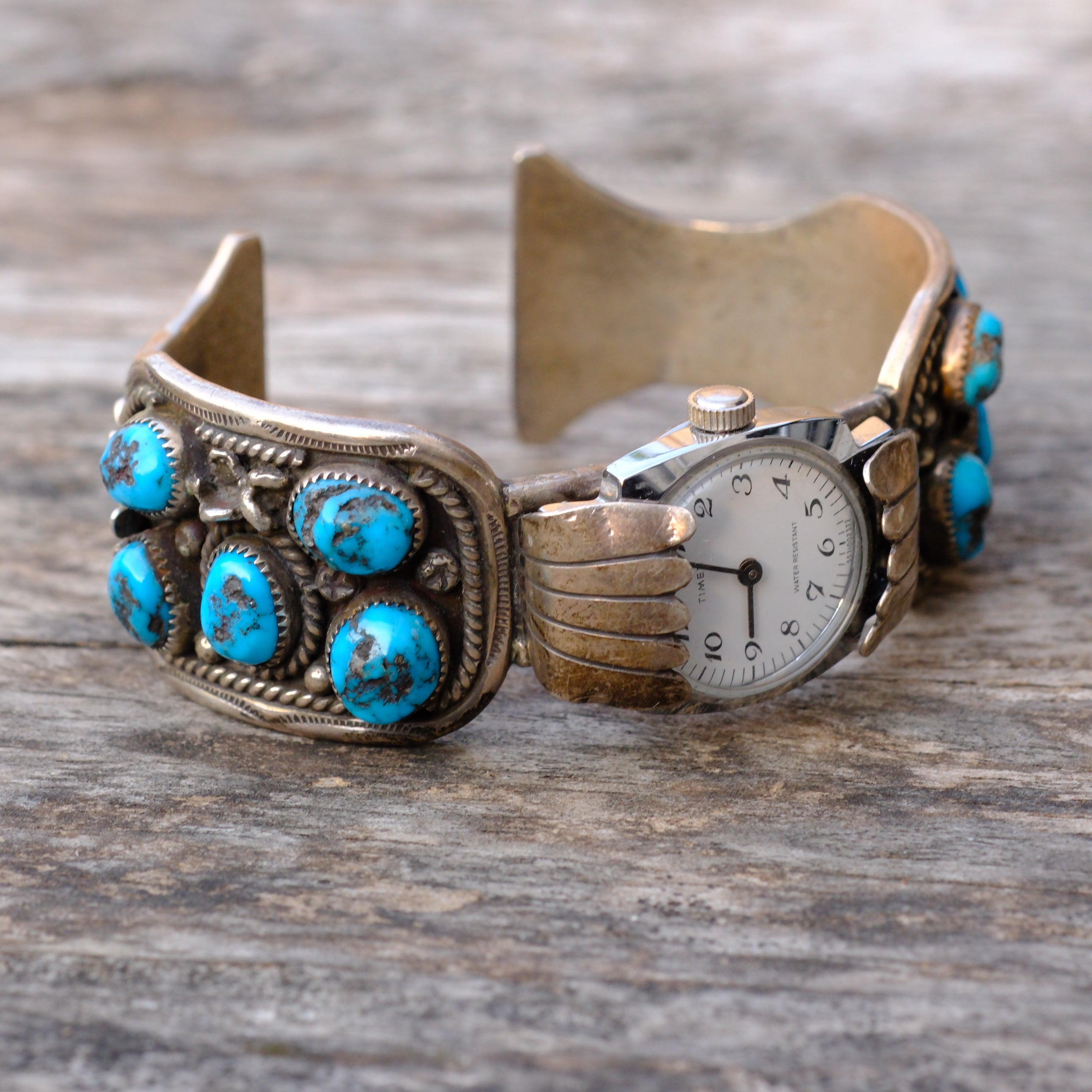 Vintage Sterling Turquoise Cuff Watch Cuff Bracelet