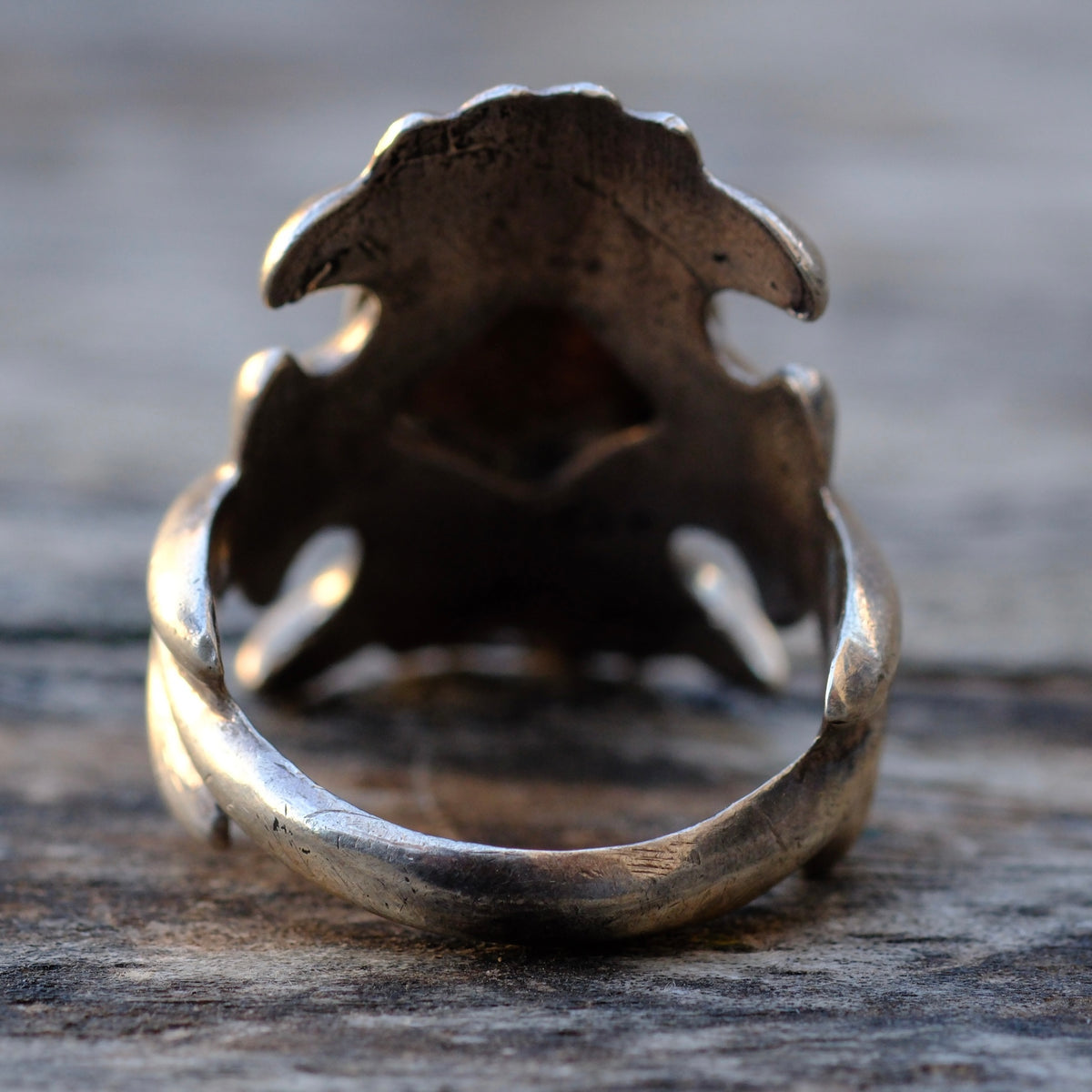 Vintage Sterling Turquoise Sandcast Ring 10.5