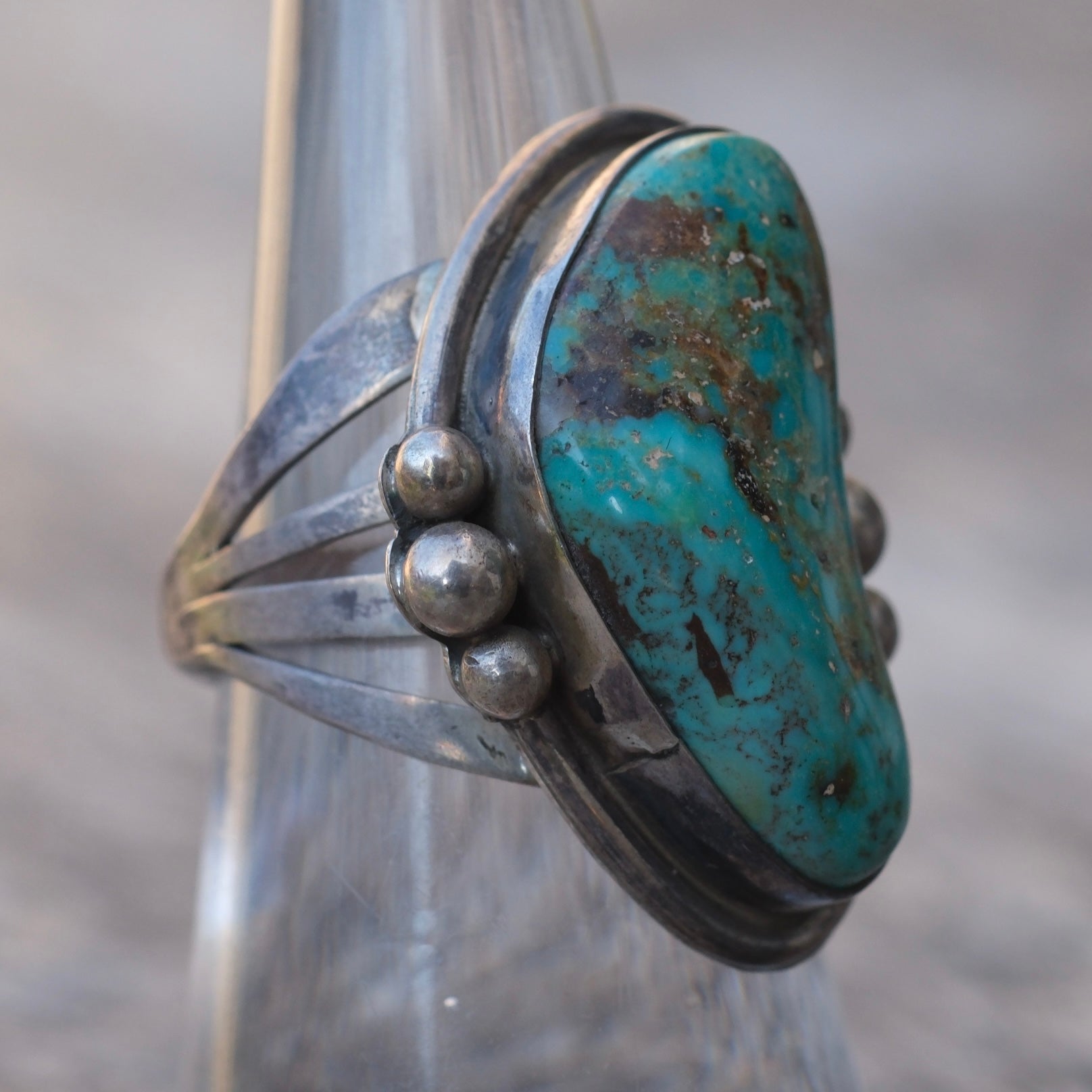 Vintage Sterling Turquoise Ring 6.75
