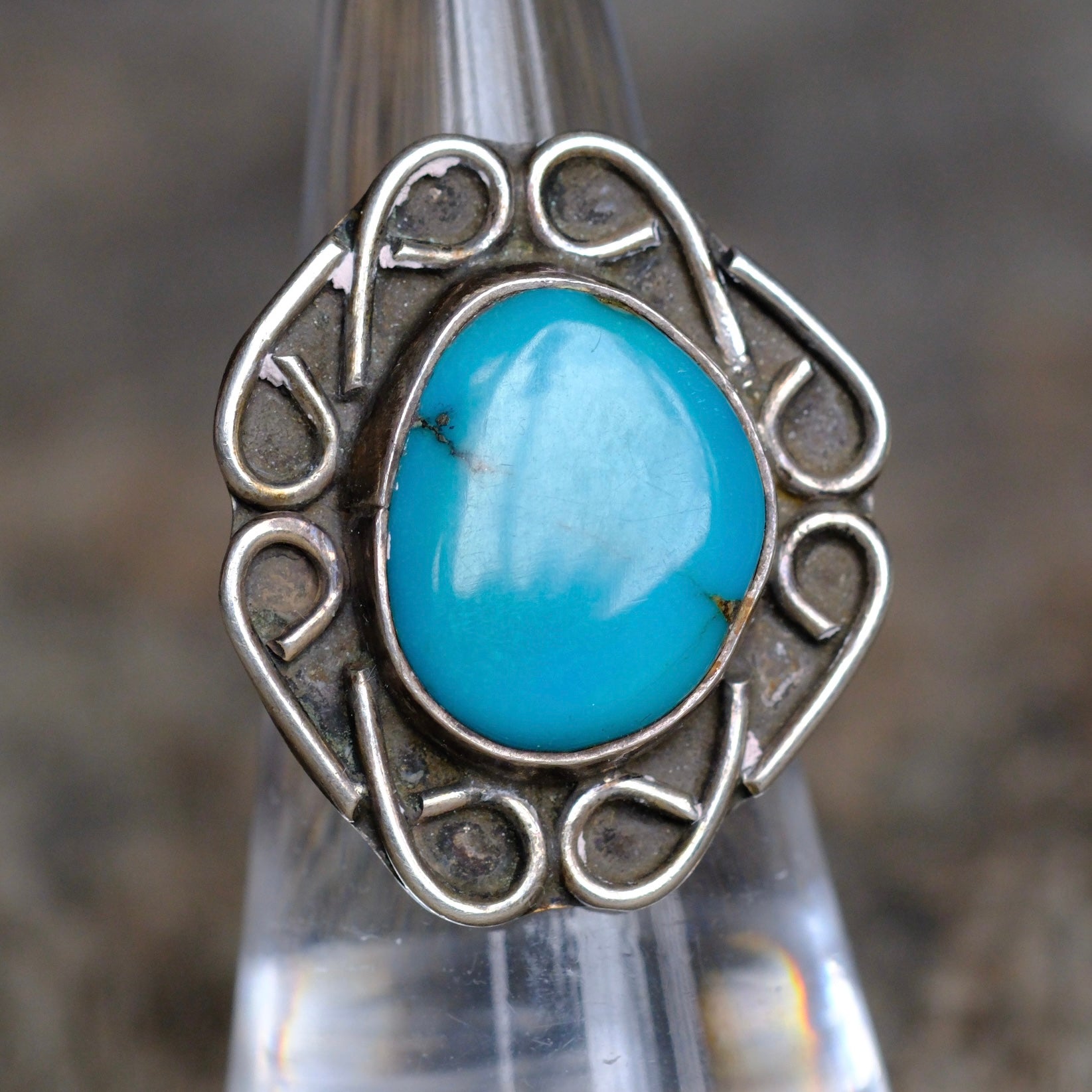 Vintage Sterling Turquoise Ring 6.5