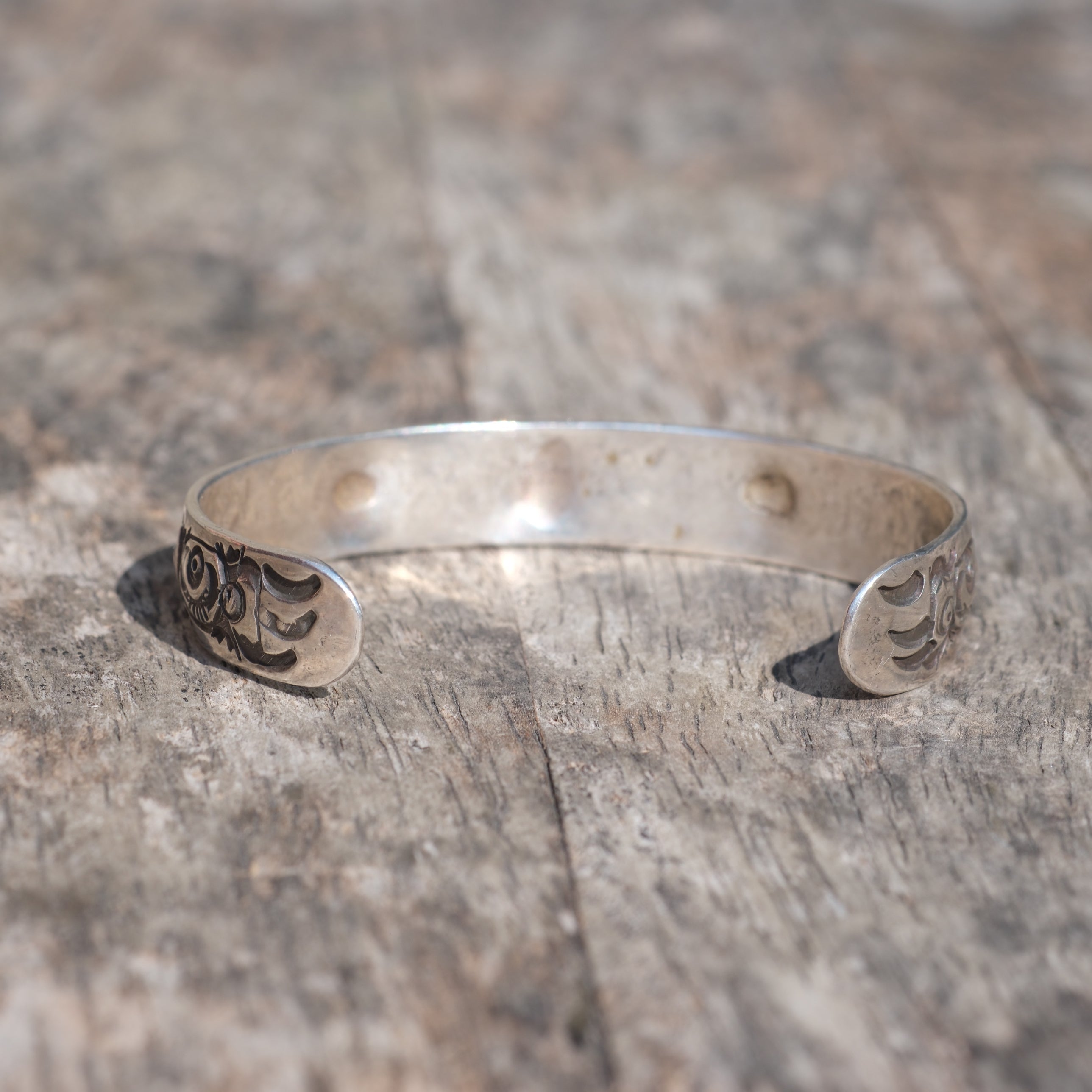 Vintage Sterling Silver Bird Stamped Cuff
