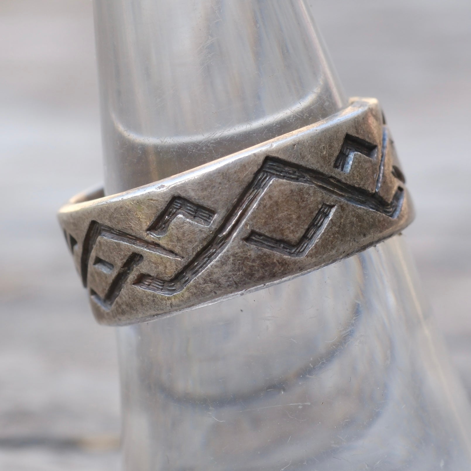Vintage Sterling Stamped Band Ring 7.5