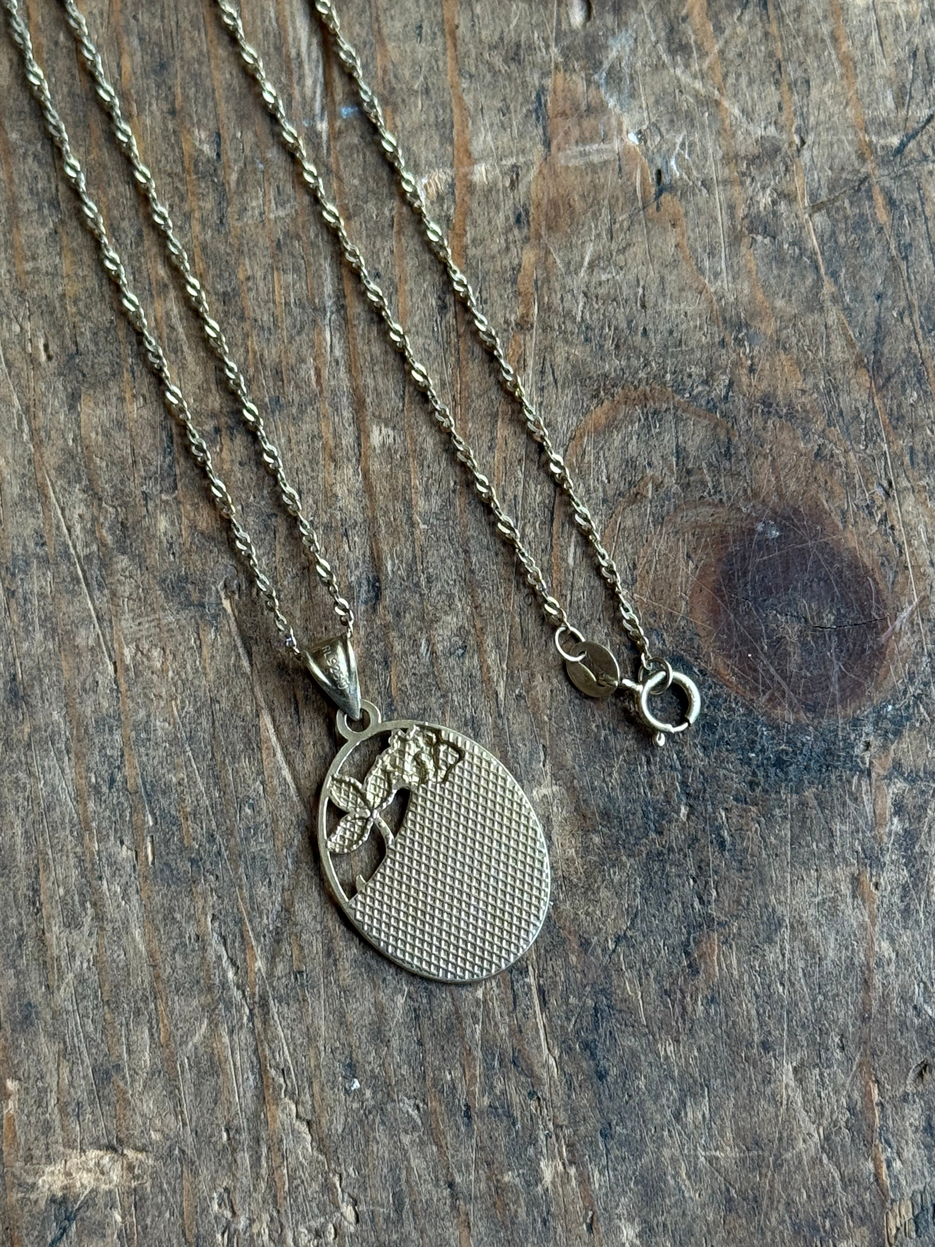 Vintage Sterling Silver Gold Tone 'I Love You' Necklace