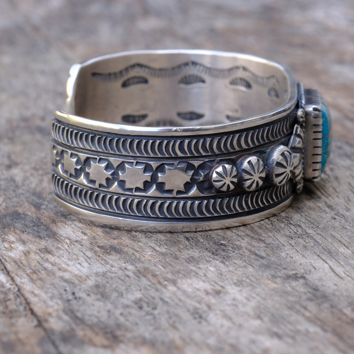 Sterling Silver Vernon Begay Stamped Cuff Bracelet