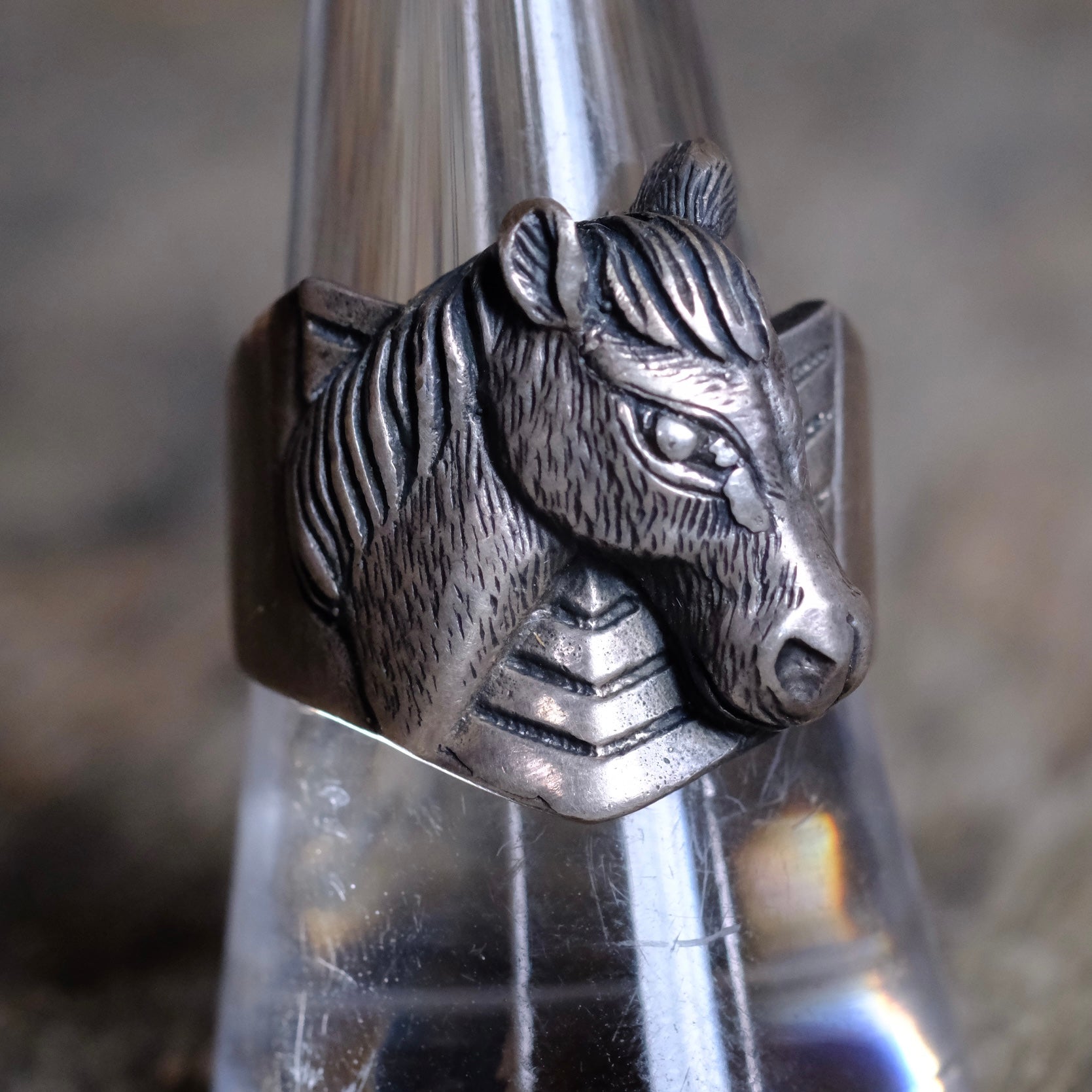 Vintage Sterling Silver Horse Ring 9.5