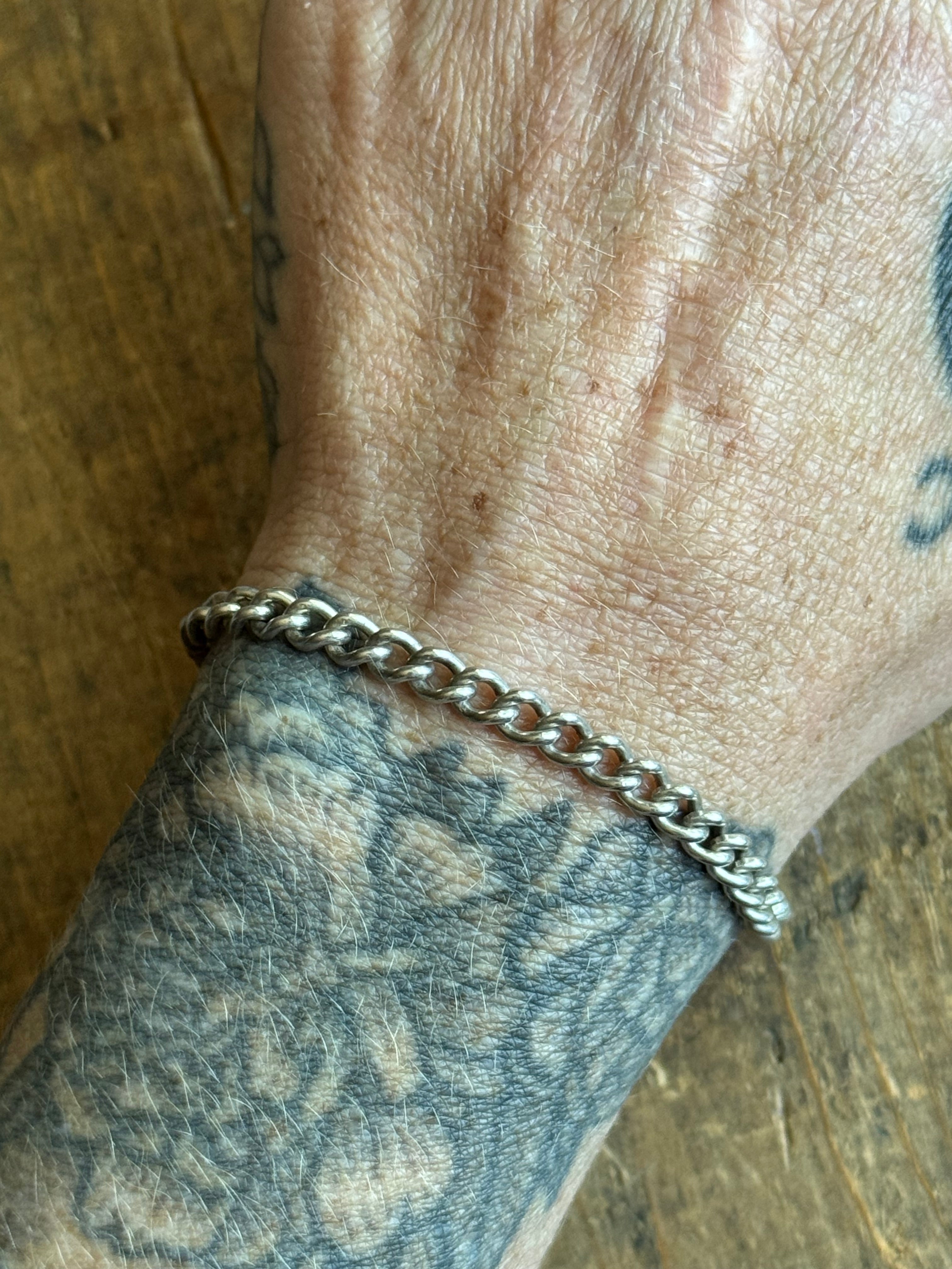 Vintage Sterling Silver Curb Chain Bracelet 7.25"