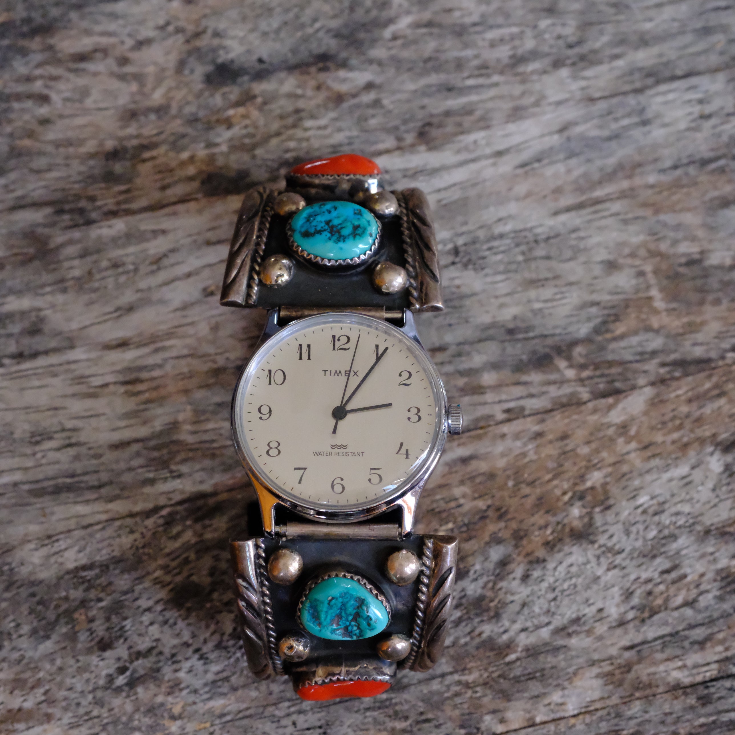 Vintage Sterling Turquoise and Coral Watch