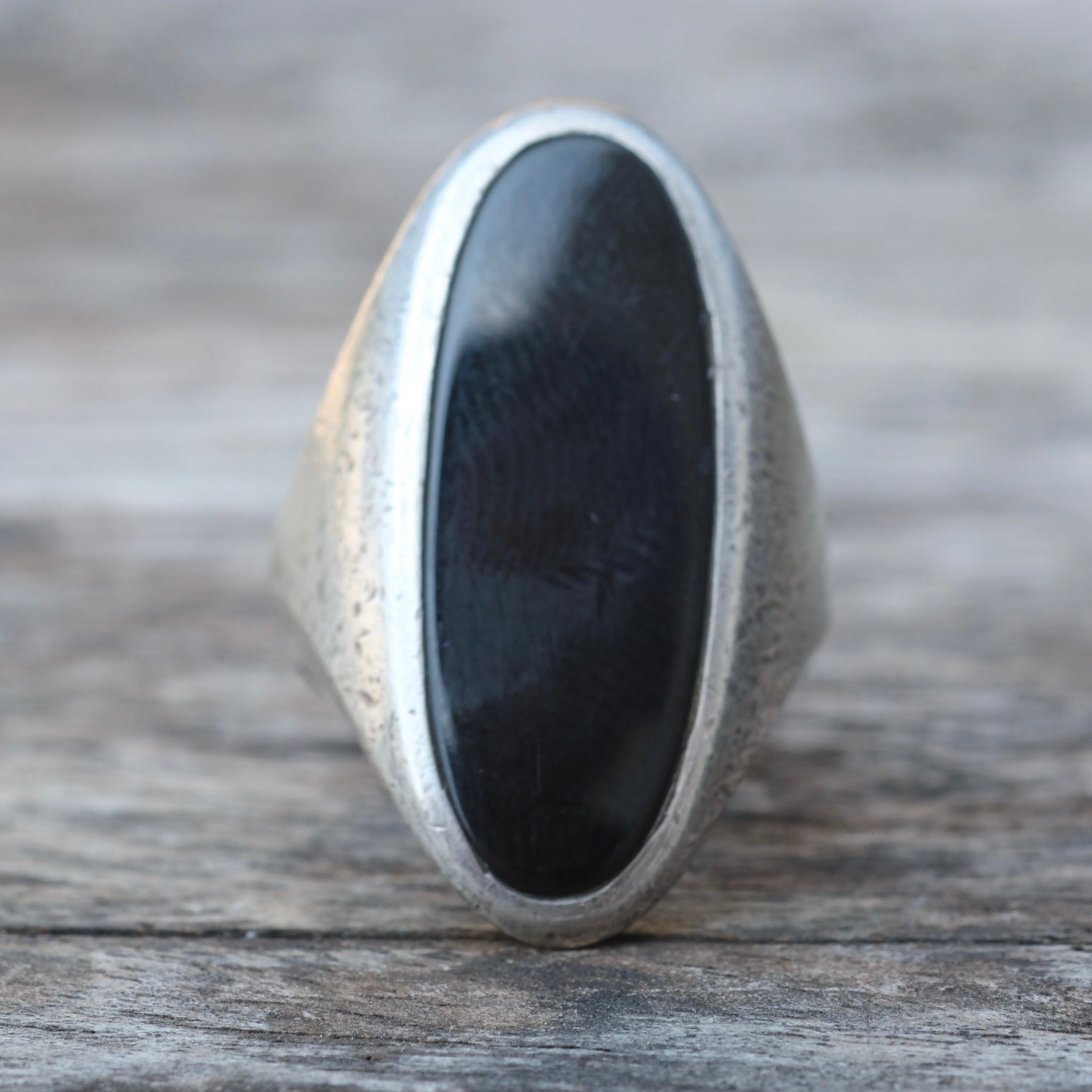 Vintage Sterling Onyx Ring 6