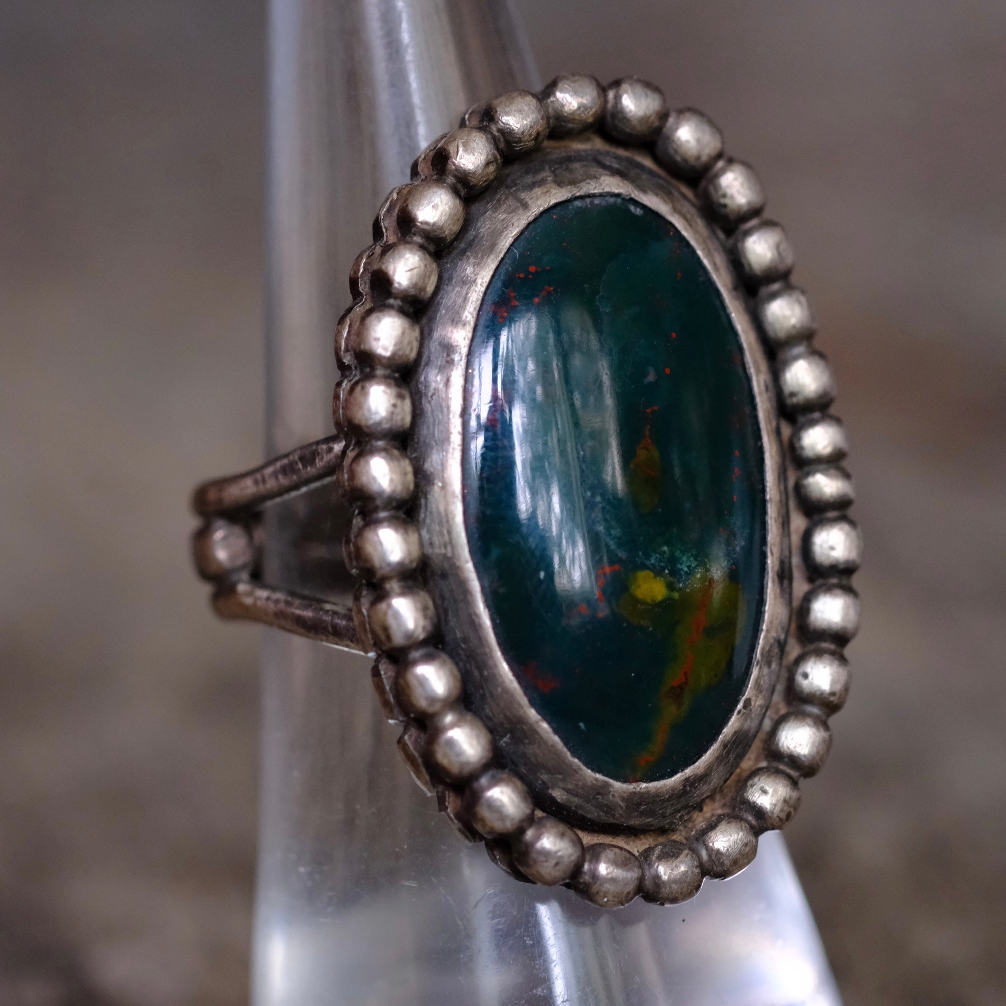 Vintage Sterling Bloodstone Ring 6.5