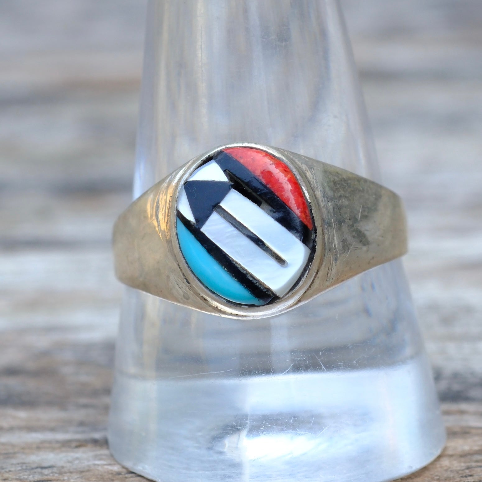 Vintage Sterling Zuni Inlay Ring 11