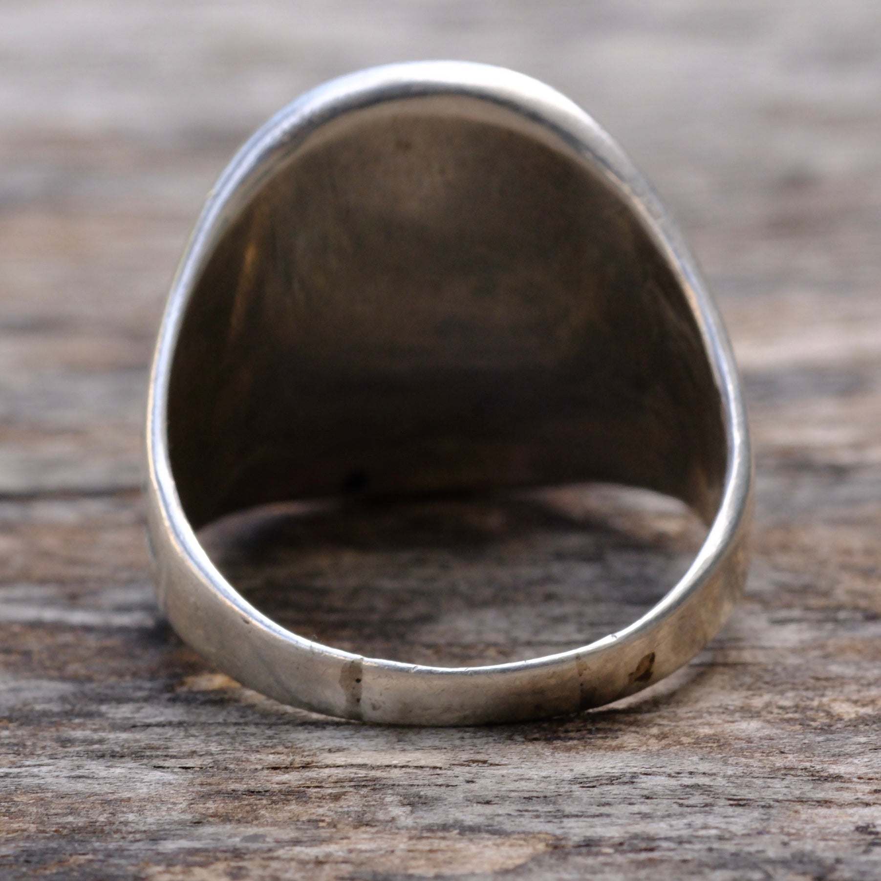 Vintage Sterling Turquoise Stamped Band Ring 11.5