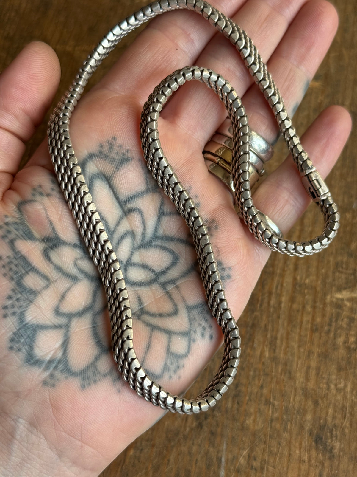 Vintage Sterling Silver 17” Flat Mesh Chain