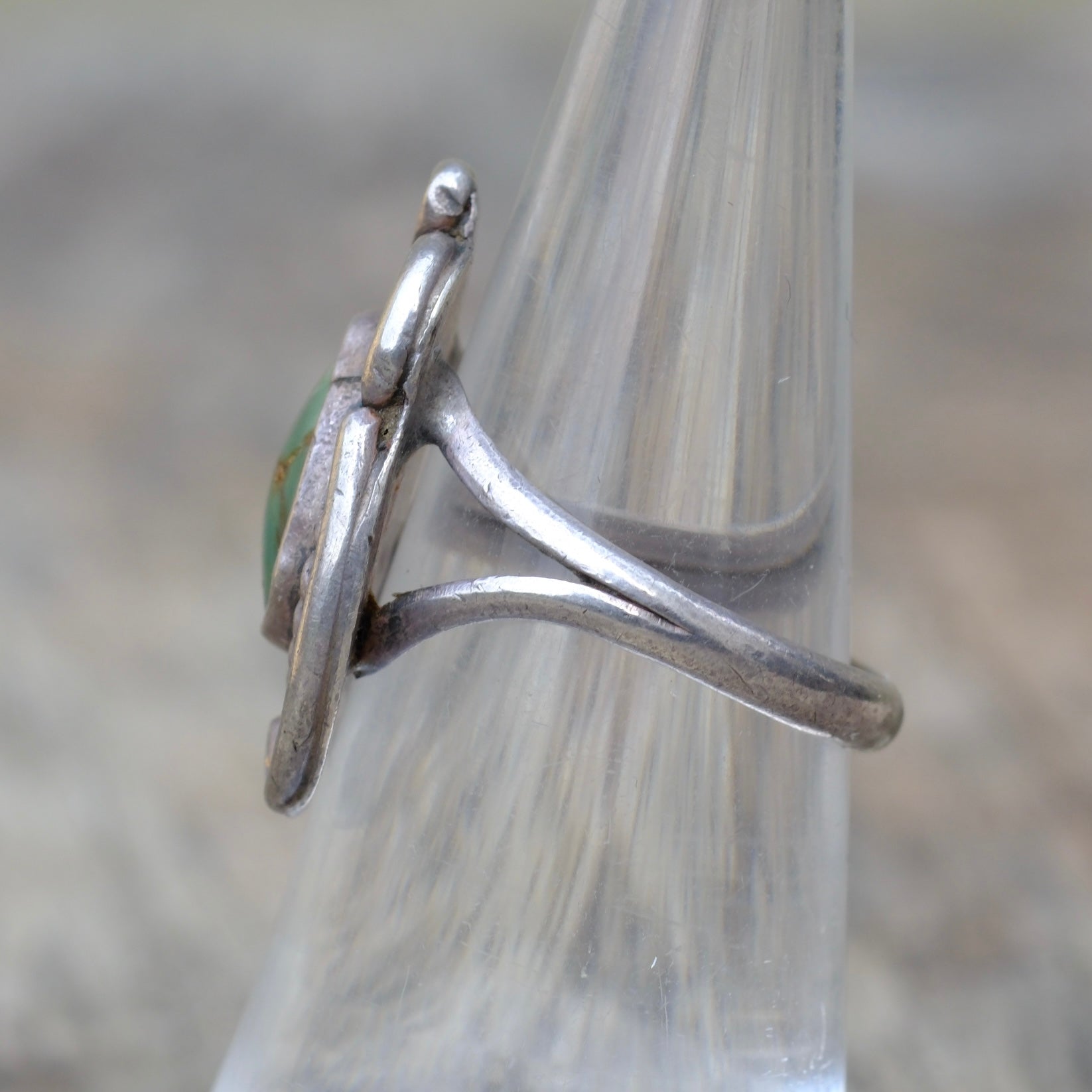 Vintage Sterling Turquoise Roper Ring 6