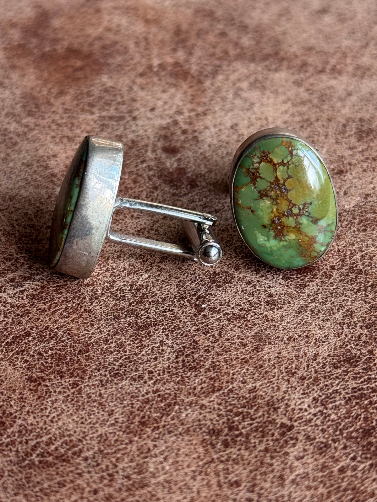 Vintage Sterling Silver Royston Turquoise Cufflinks
