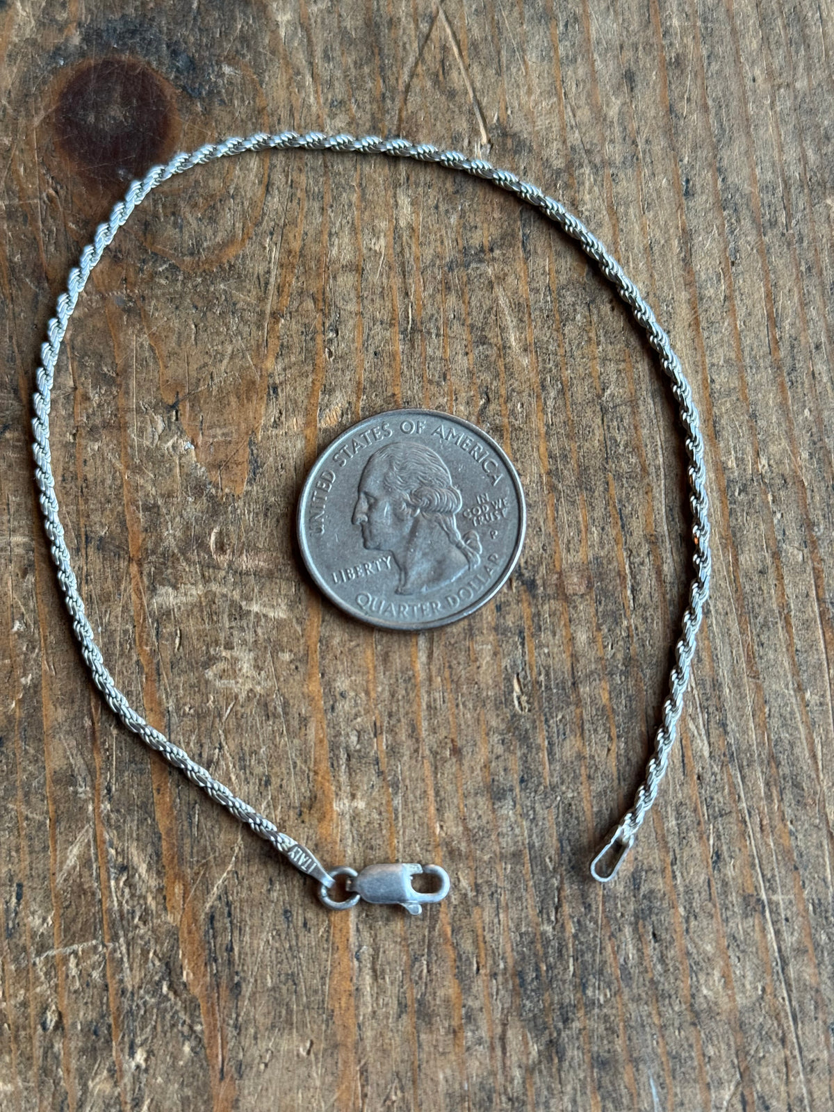Vintage Sterling Silver Rope Chain Bracelet