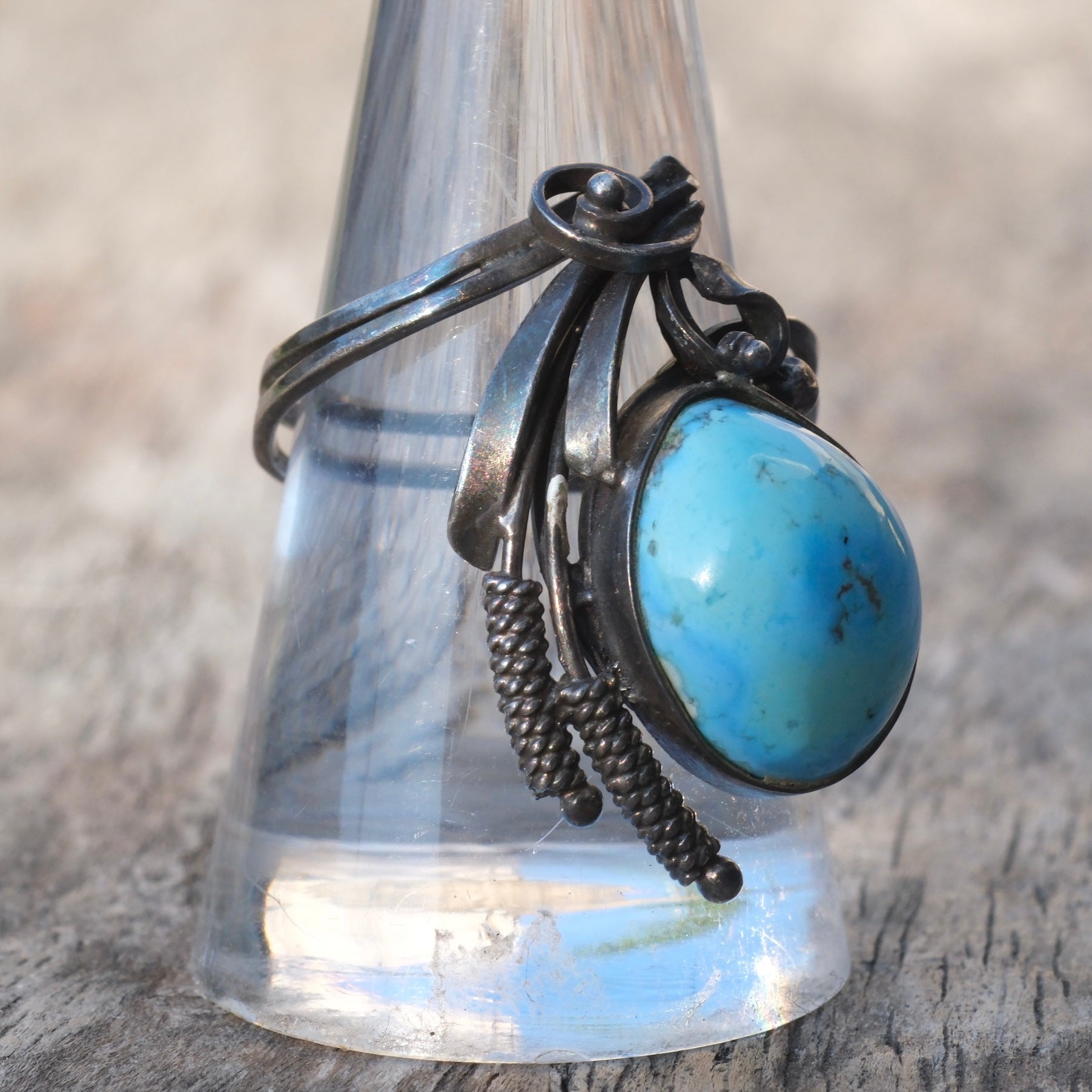 Vintage Sterling Larimar Ring 8.75